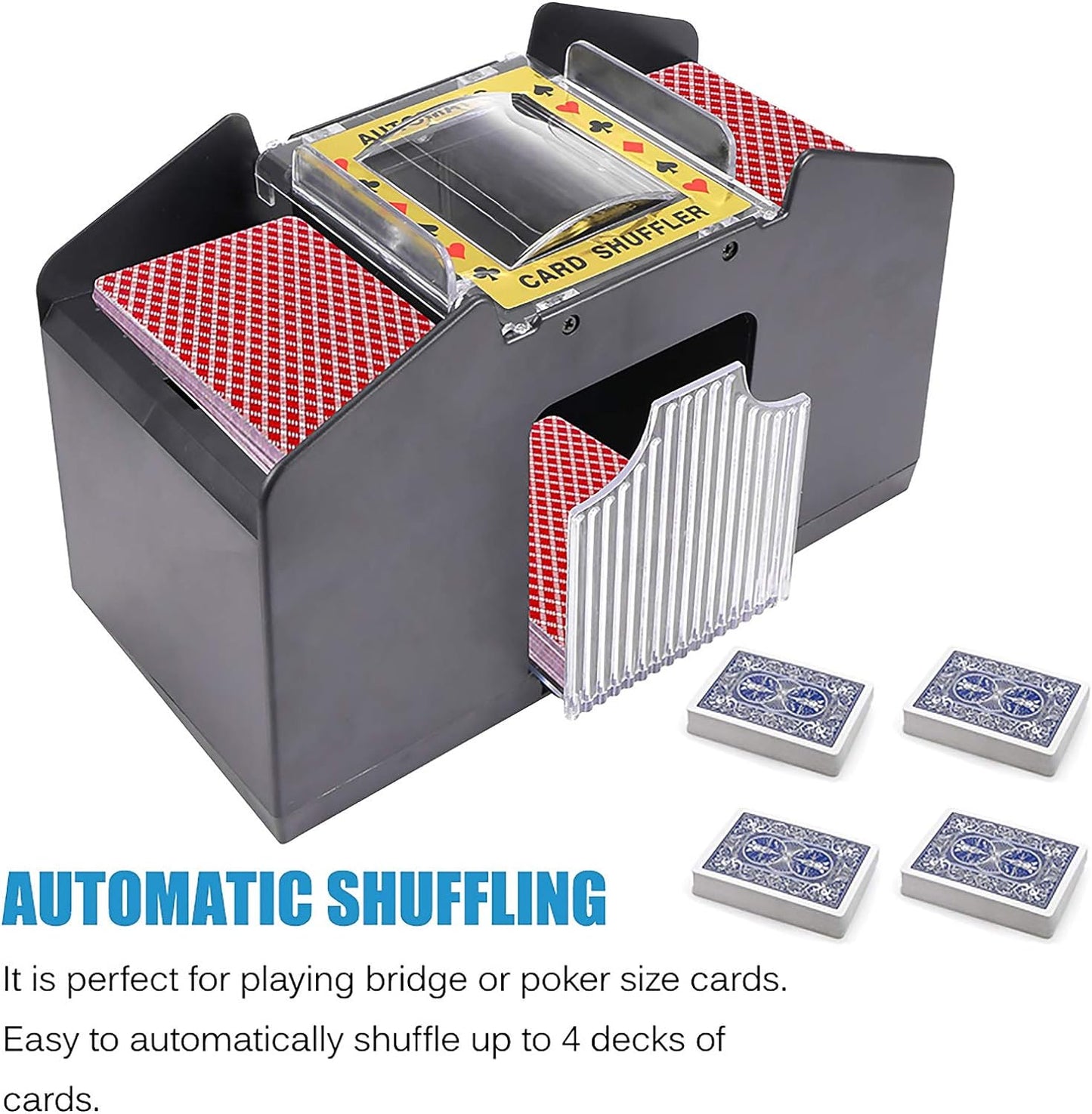 Viitech Automatic Card Shuffler 4 Decks, Electronic Shuffler Card Shuffler, Poker Card Shuffler, 4 Battery Operated (Not Included), Card Game Aid for Parties