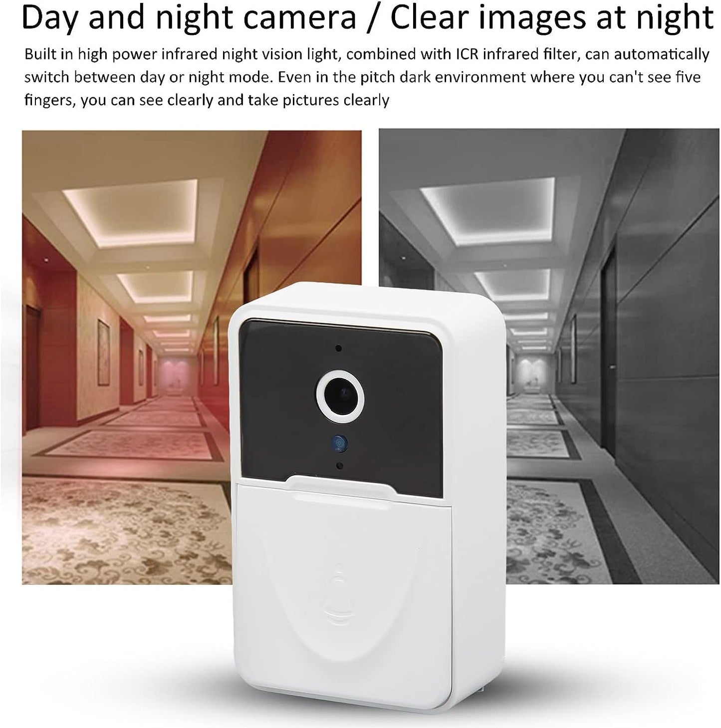 Smart Video Doorbell, X3 WiFi Video Doorbell Camera Visible Two Way Voice Wireless Doorbell Camera, Night Vision HD Door Doorbell Camera for Home