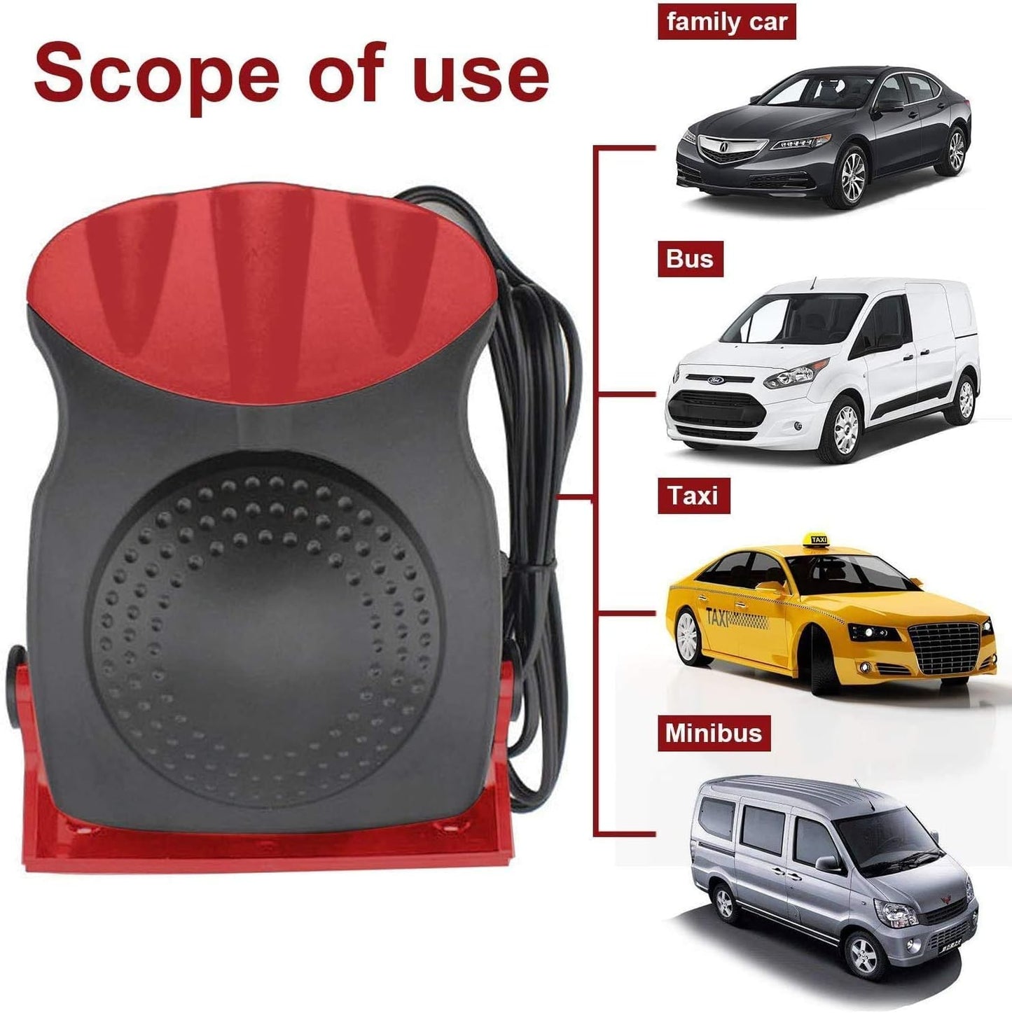 Showvigor Portable Car Heater Defogger Red, 2 in 1 Cooling & Heating Car Fan Vehicle Electronic Air Heater Defrost 12V 150W, 3-Outlet Fans, Automobile Windscreen Fan