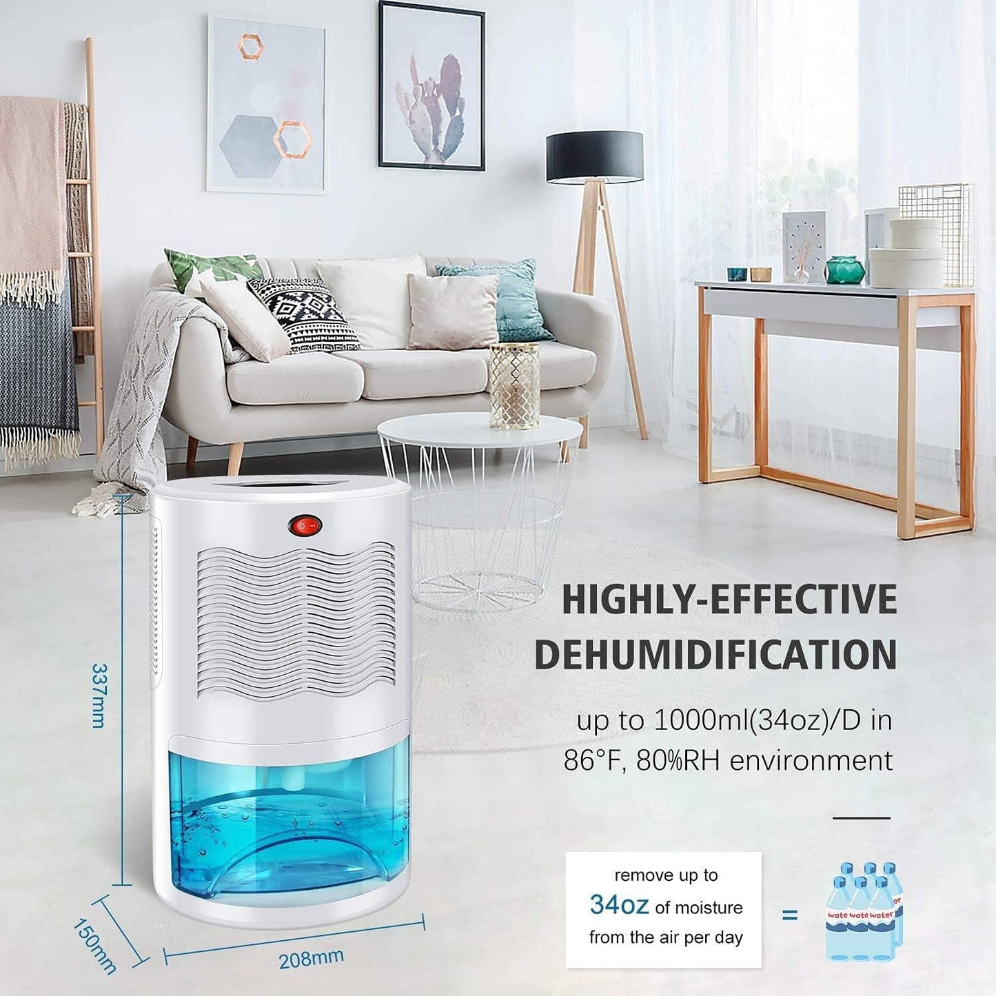 Gocheer Upgraded Dehumidifier for Home,Up to 480 Sq.ft Dehumidifiers for High Humidity in Basements Bedroom Closet Bathroom Kitchen Small Quiet Portable Air Dehumidifiers with 2000ml(64oz) Water Tank