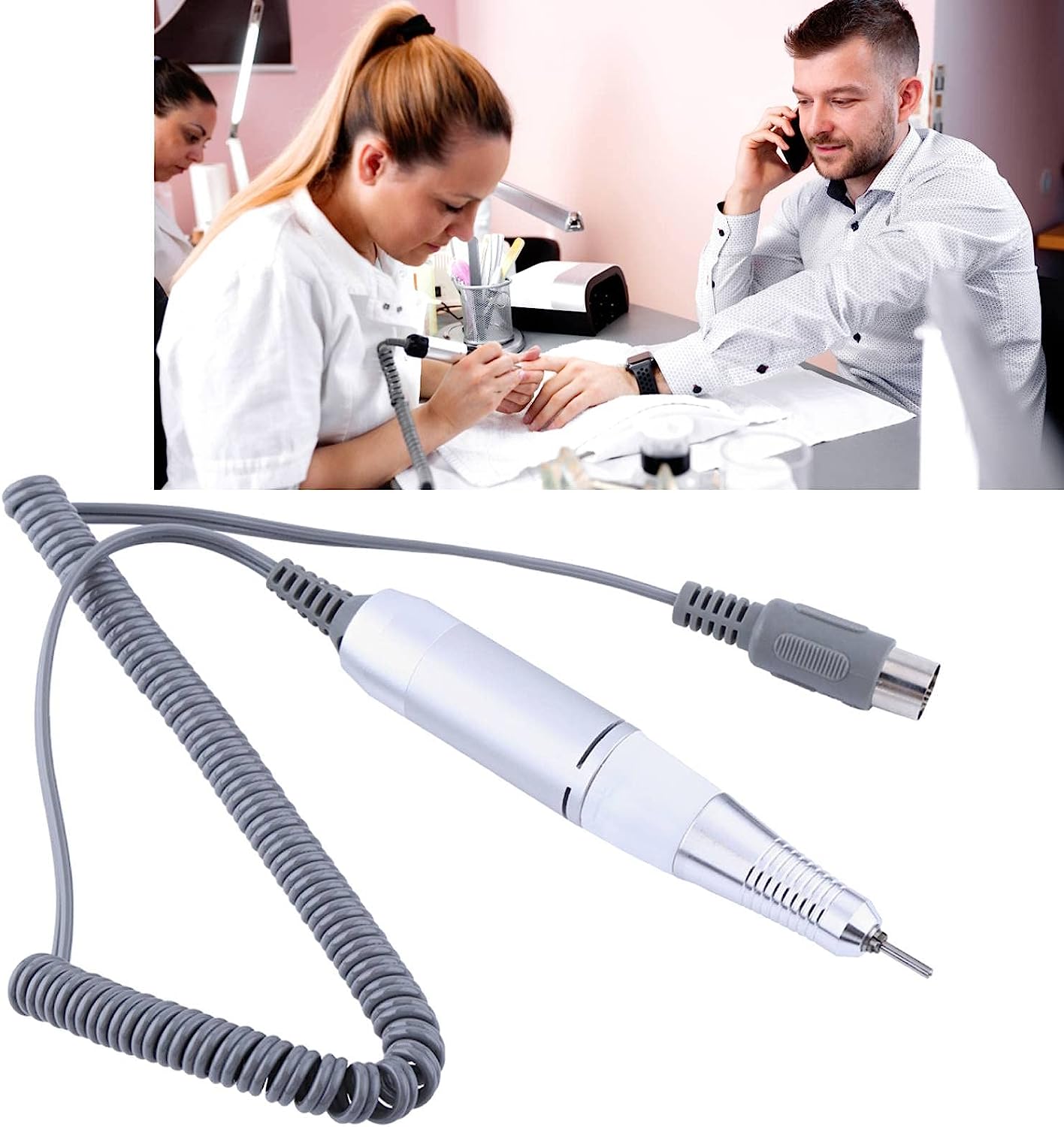 Nail Drill Handle Professional Metal Electric Art Nail Drill Handpiece Manicure Pedicure Machine Pen Replacement Handle Grinder Polish Tool Shank Hand Piece