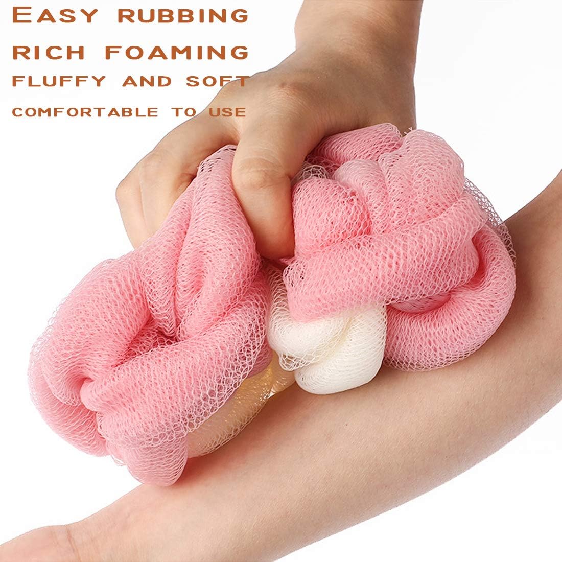 4 Packs Long Stretch Back Sponge with Rope Handles Back Scrubber Bath Shower Mesh Sponge Exfoliating Body Scrub Stretch Braided Loofah for Men and Women