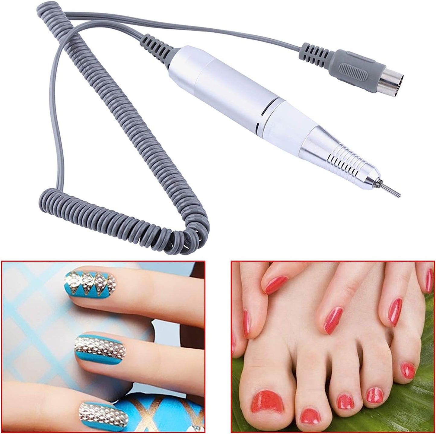 Nail Drill Handle Professional Metal Electric Art Nail Drill Handpiece Manicure Pedicure Machine Pen Replacement Handle Grinder Polish Tool Shank Hand Piece