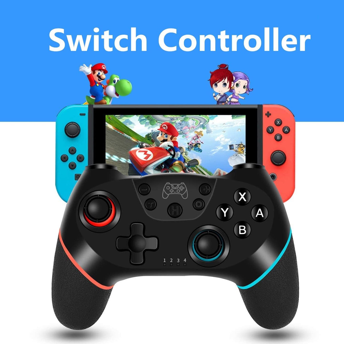 Switch Controller, Wireless Pro Controller for Switch/Switch Lite/Switch OLED, Switch Remote Gamepad with Joystick, Adjustable Turbo Vibration, Ergonomic Non-Slip