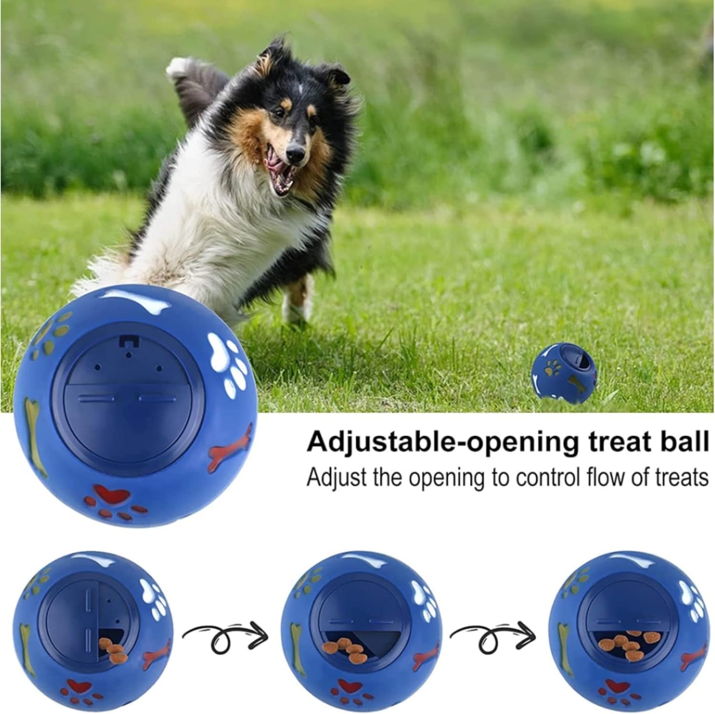 Dog Food Ball Dispenser Dog Slow Food Ball Indestructible Dog Balls Dog Treat Toys Puzzle Dog Toys for Boredom Dog Playing & Training Toy Blue,L