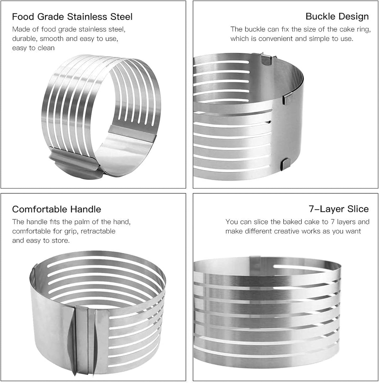 Cake Slicer, Stainless Steel Cake Cutter Leveler 7-Layer 6-8 Inch / 9-12 Inch Cake Cutter Slicer Bread Cutter Ring Or Baking, Cutting And Slicing Cakes