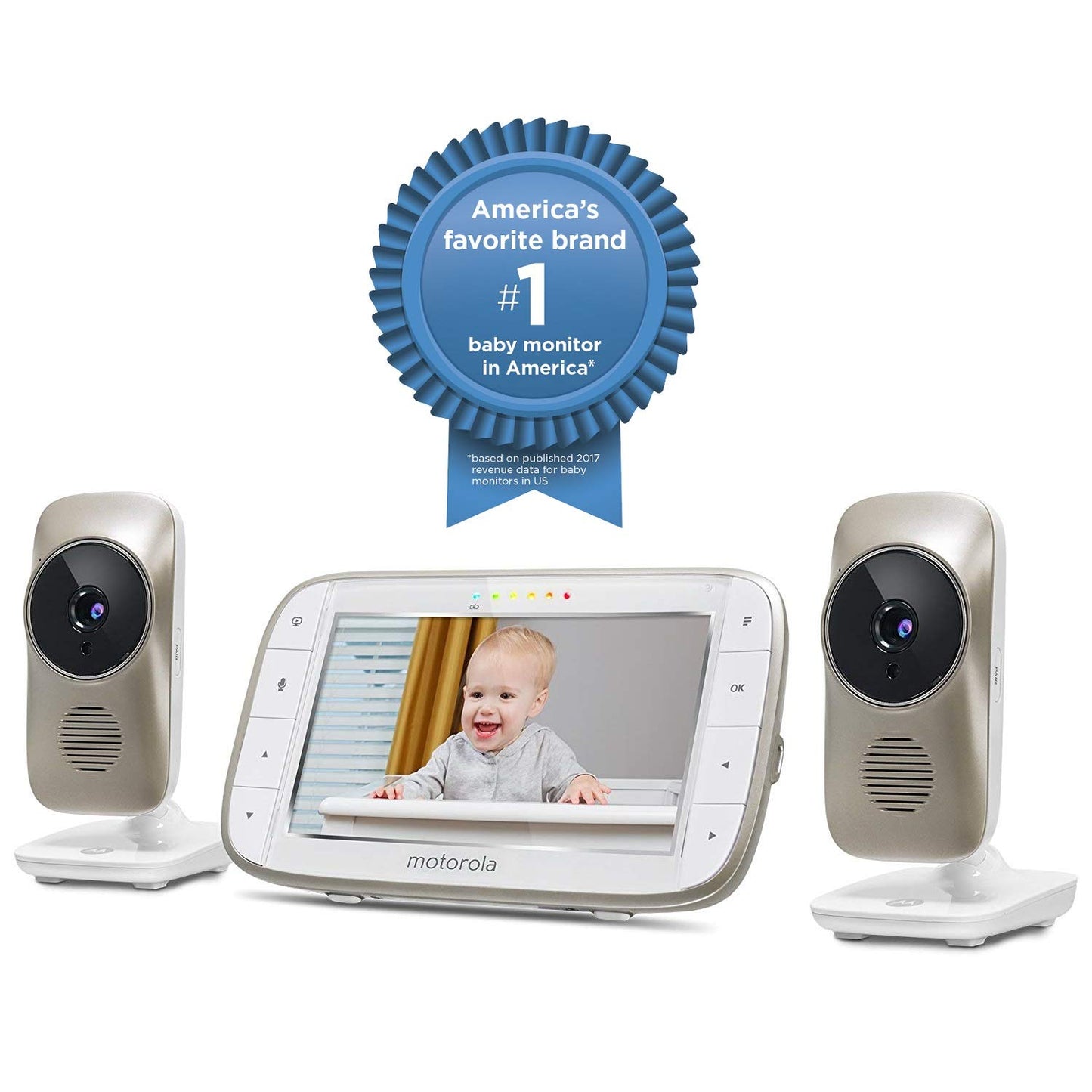 Motorola MBP845  5" Video Baby Monitor with Wi-Fi Viewing, 2 Cameras, Digital Zoom, Two-Way Audio, and Room Temperature Display