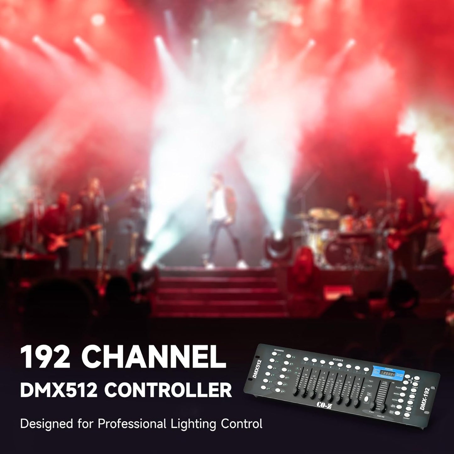 CO-Z 192 DMX 512 Stage DJ Light Controller Lighting Mixer Board Console for Light Shows, Party Disco Pub Night Club DJs KTV Bars and Moving Heads