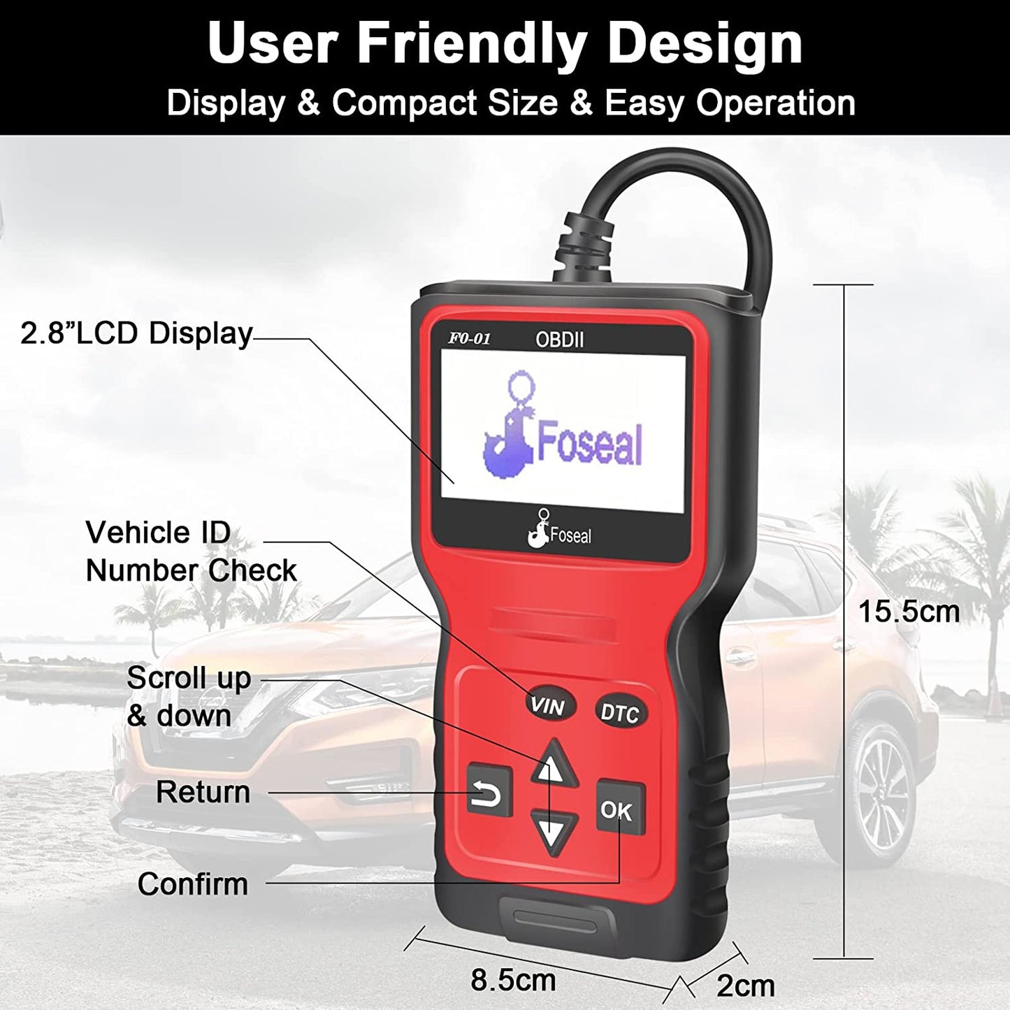 Foseal OBD2 Code Reader, OBD 2 Scanner Professional Enhanced Universal Car Automotive Check Engine Light Error Analyzer Auto CAN Vehicle Diagnostic Scan Tool for OBDII Protocol Cars Since 1996