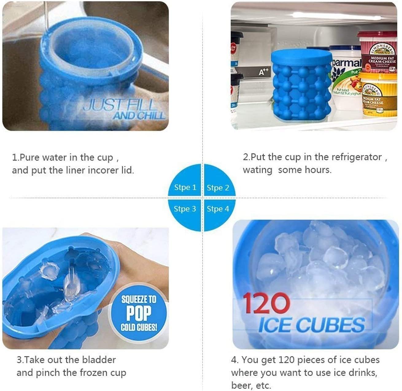 Ice Cube Magic Ice Cube Maker Ice Cube Maker Silicone Ice Cube Mould Ice Bucket with Lid Ice Genie Save Space For Aperitif Diy Chocolate Whisky Boissonet Cocktail Parties