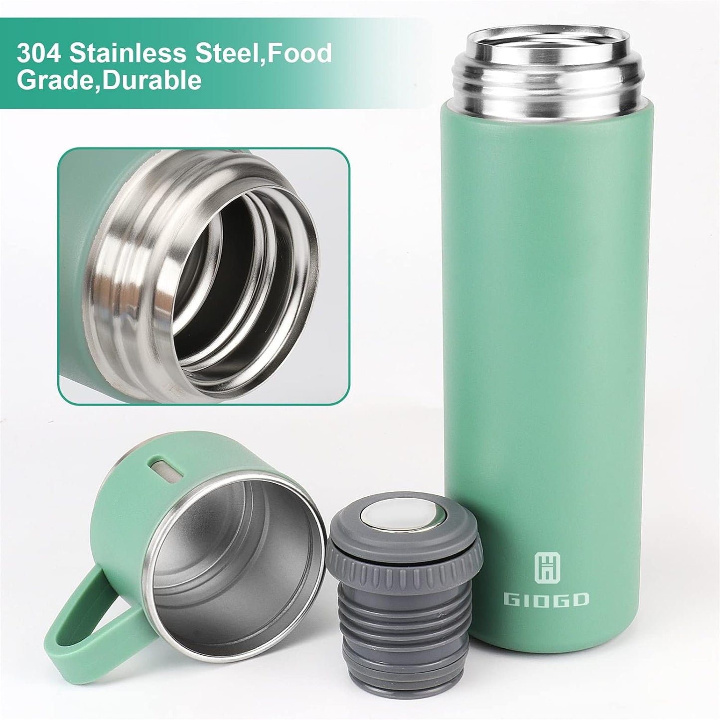 Gift Pack Stainless Steel Vacuum Flask Set with 3 Steel Cups Combo Coffee Hot Drink and Cold Water Flask Ideal Gifting Travel Friendly Latest Flask Bottle for Hot and Cold Drink Flask Bottle 500ml