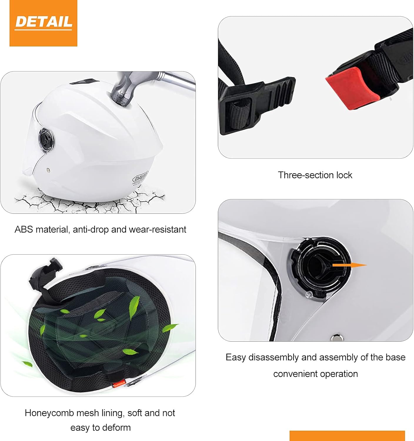 David 021 Adult Motorcycle Helmet Stylish Half Open Helmet With Goggles Motorbike Helmet Impack Restance Ventilation Helmet To Protect The Road Safety Of User