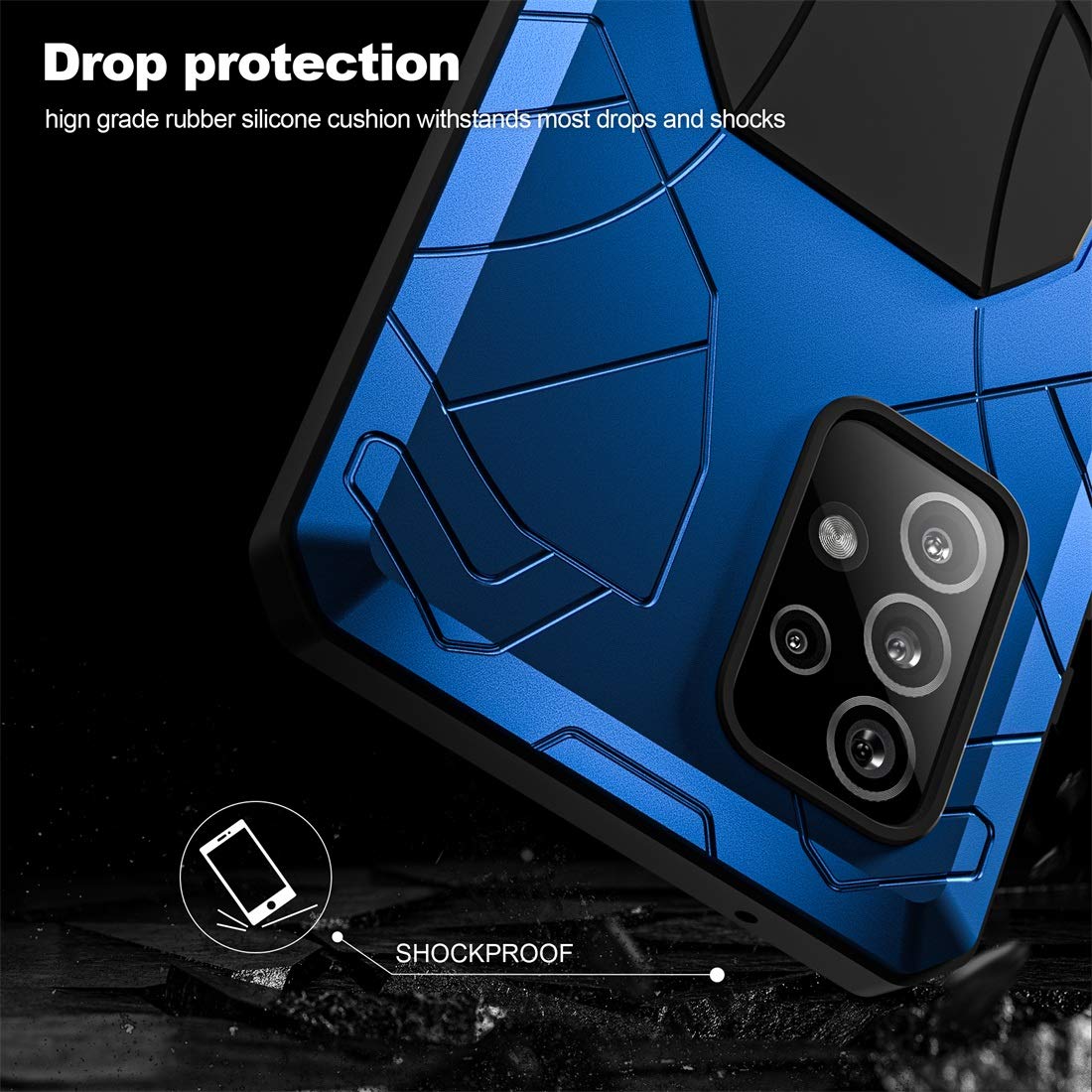 Feitenn Samsung A52 5G Metal Case, Galaxy A52 5G Case Heavy Duty, Hard Cover Armor Military Silicone Bumper Shockproof Defender Rubber Men Gift Screen Protector for Samsung Galaxy A52 5G 2020 - Blue