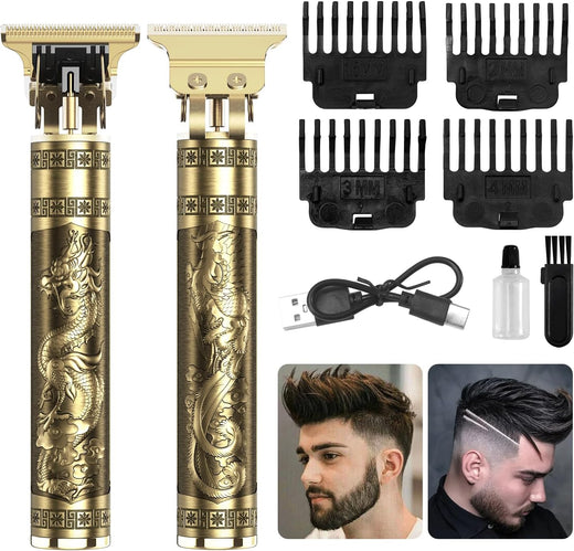 Vintage T9  Beard Trimmer for Men-Hair Clippers for Men-Cordless Rechargeable Hair Clipper and Trimmer-Beard Shaver Barbershop（Gold）