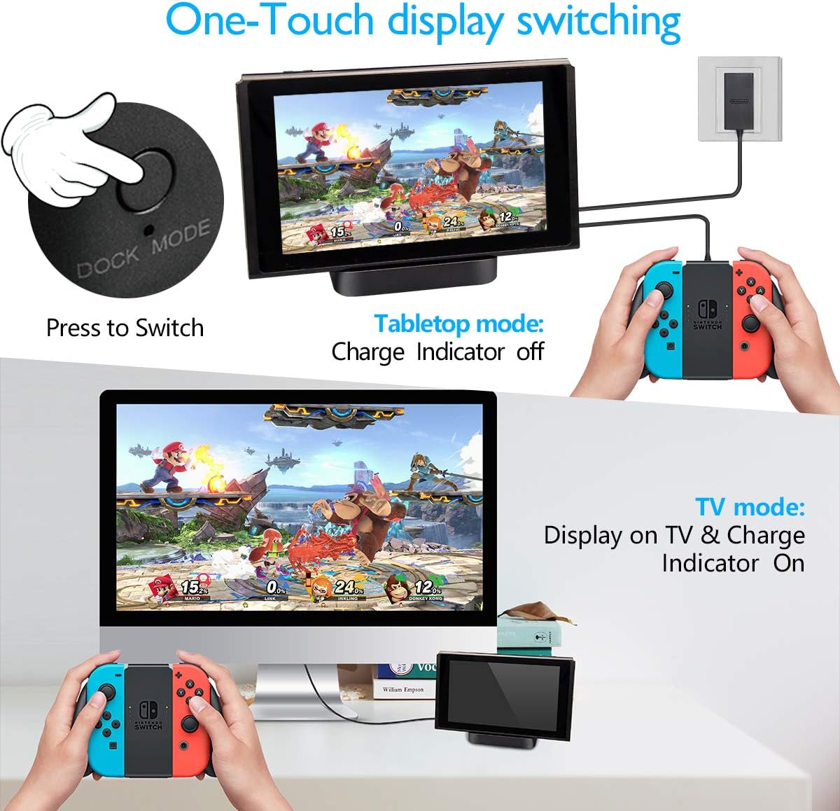 GuliKit Switch Dock Station Compatible with Nintendo Switch, Switch Docking 4K/ 1080P HDMI TV Adapter Portable Type-C PD Charging Stand with USB 3.0 Port Magnetic Dust Cover