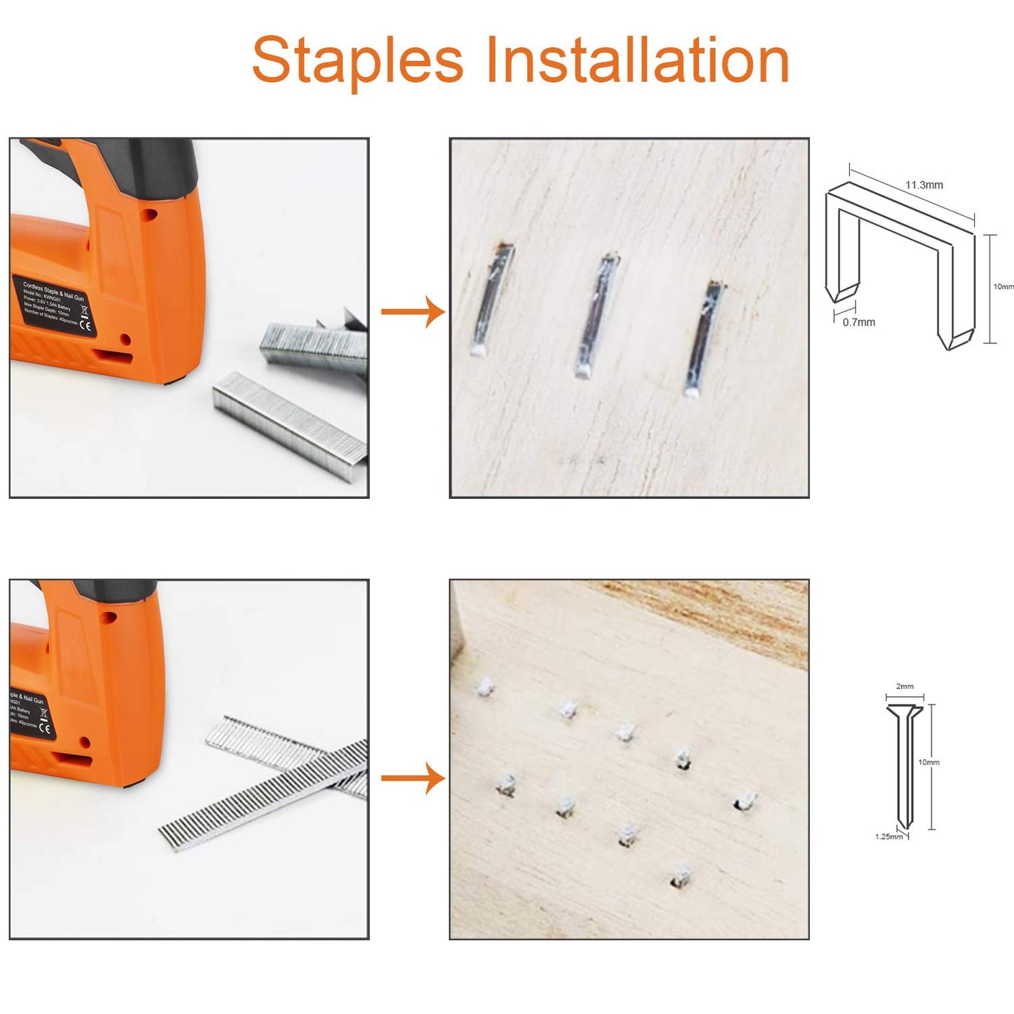 Cordless Staple Gun, 2in1 Electric Stapler & Nailer, Rechargeable Stapler/Tacker, with 2000pcs 10mm Nails and 2000pcs 10mm Staples [Small, Lightweight, Compact]