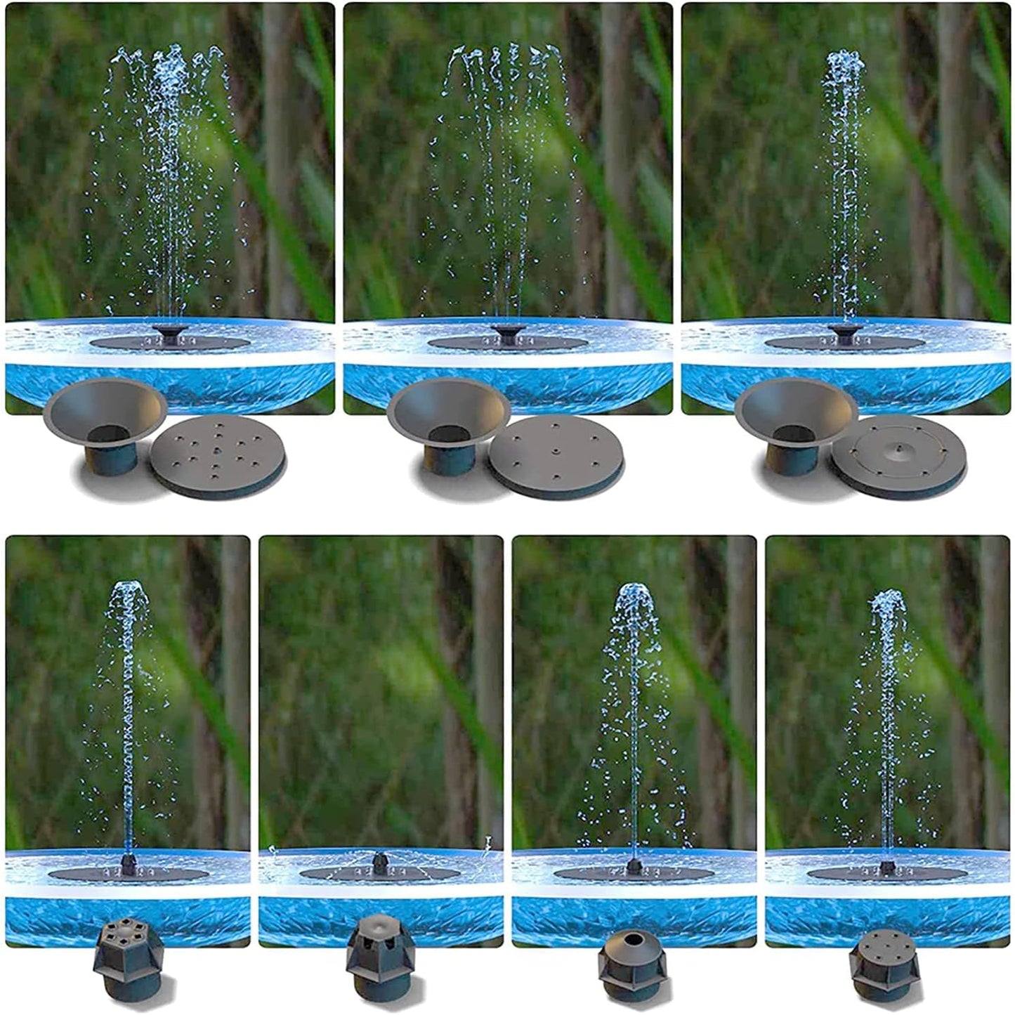 Solar Fountain for Bird Bath, 3W Solar Fountains Water Feature, Solar Fountain with Lights for Pond, Gardens