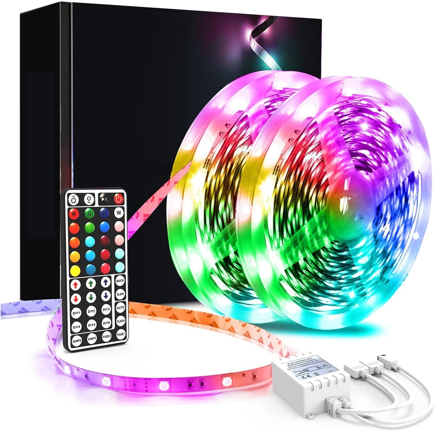 Phopollo Led Strip Light, 10M/20M Led Light Strips with 44-Keys Remote, Flexible 5050 RGB Colour Changing Led Lights for Bedroom,Party(5Mx2) [Energy Class A++]