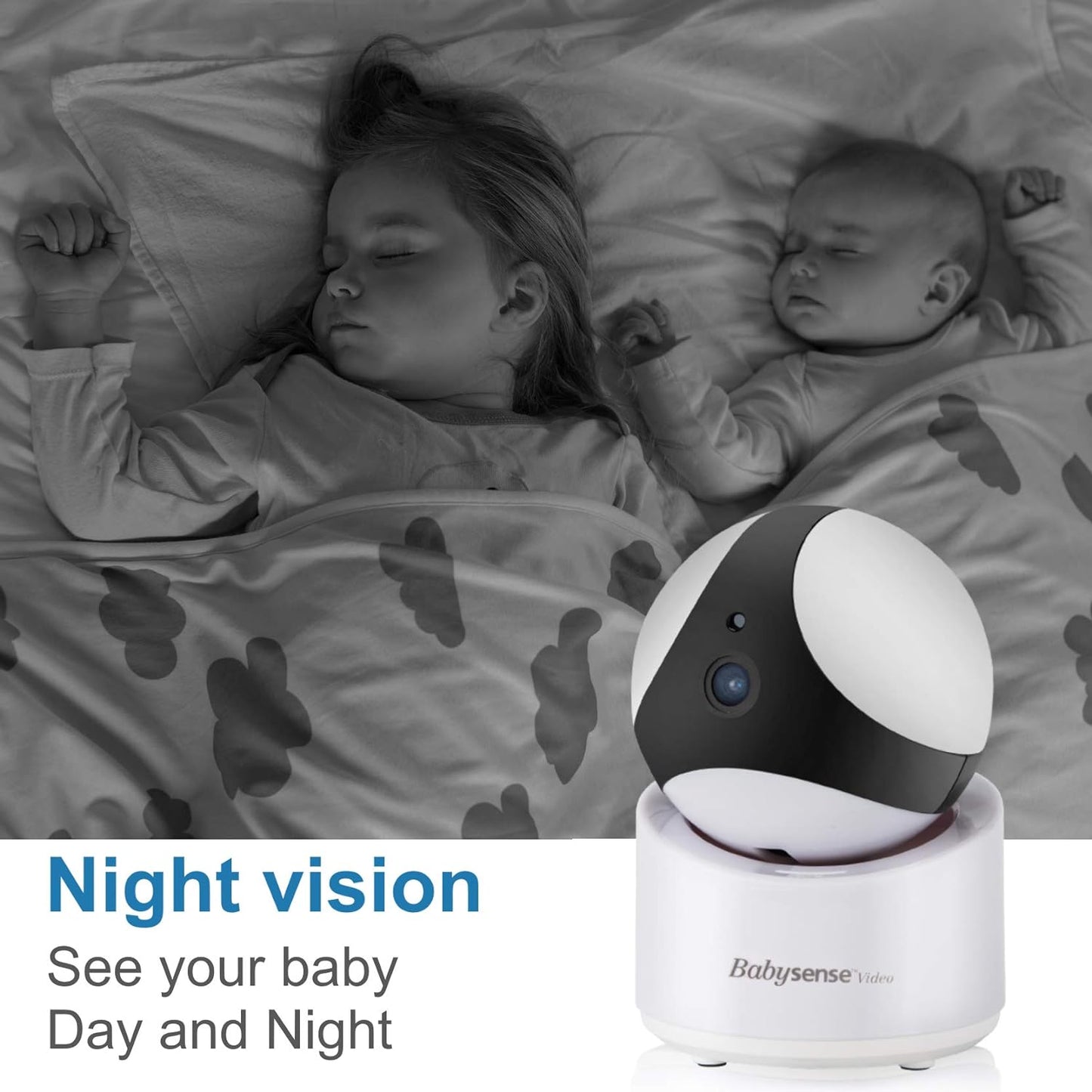 Babysense 5" HD Baby Monitor, Video Baby Monitor with Pan Tilt Zoom Camera and Large 5 Inch Display – Two-Way Talk-Back Audio, Zoom, Long Range, Night Vision, Secure Hack-Free Baby Monitor Camera