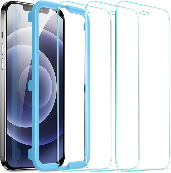 ESR for iPhone 12 Mini Screen Protector, Tempered Glass with Easy Installation Frame Compatible with iPhone 12 Mini 5.4 Inch, Scale Friendly, 3 Pack