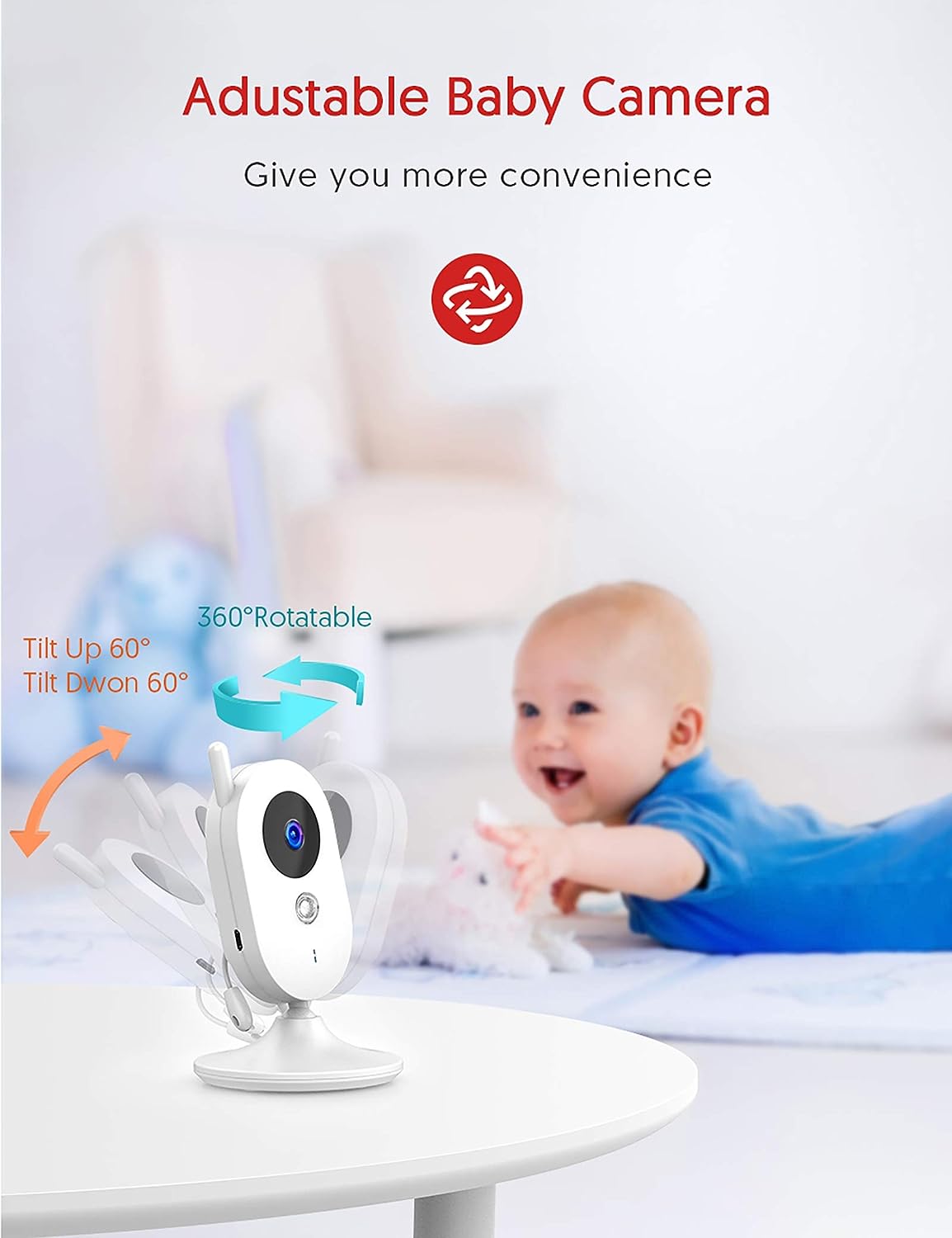 Victure Baby Monitor,Video Baby Monitor with Camera and 2 Way Audio,Infrared Night Vision 3.2" LCD Screen 2.4GHz Wireless Transmission Temperature Sensor Auto Wake-up VOX Mode 8 Lullabies Long Range