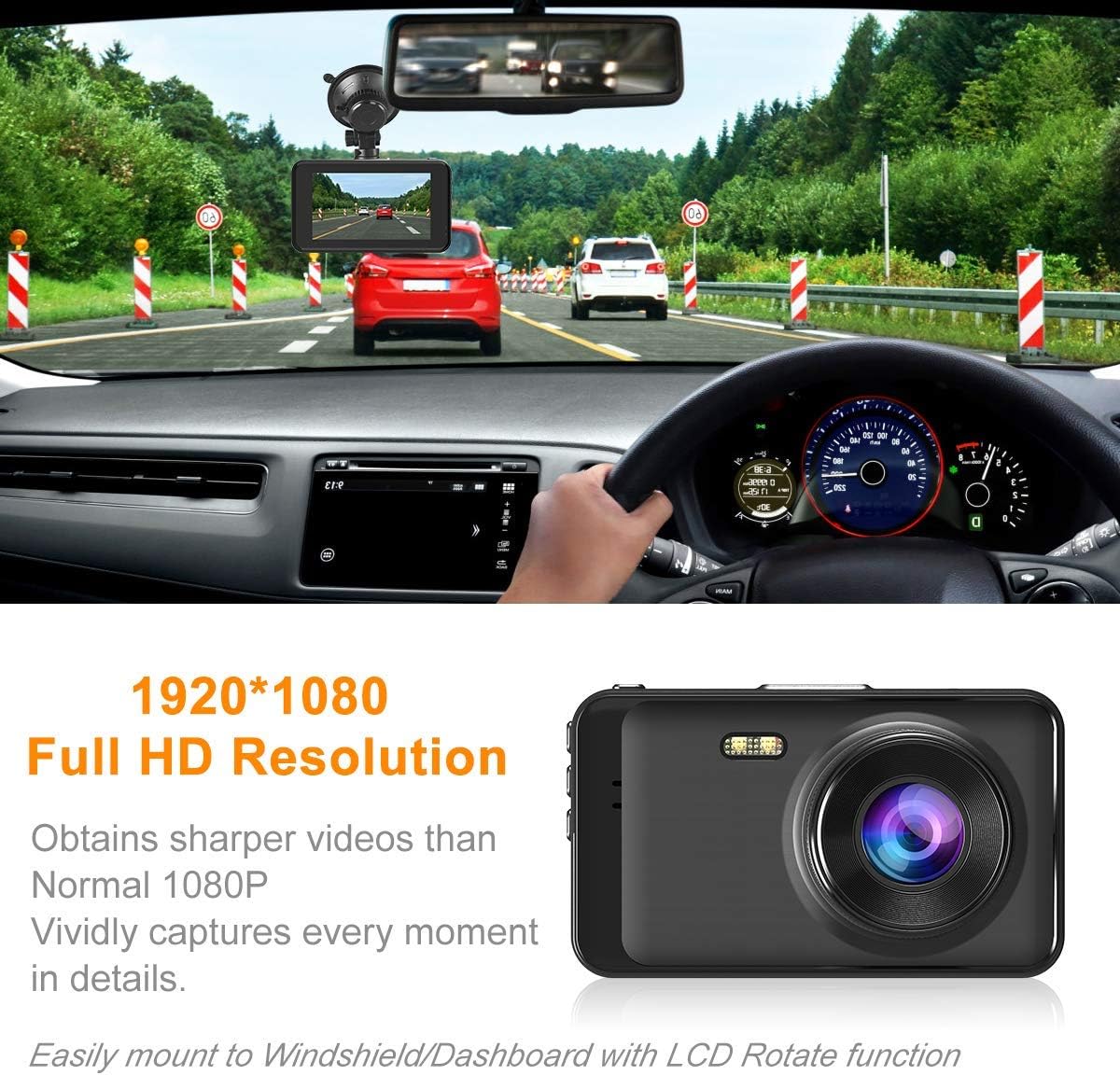 Ssontong A10 Dash Camera for Car, FHD 1080P Dash Cam Front with 32G SD Card, Super Night Vision, Dashcams for Cars w/WDR Loop Recording G-Sensor Parking Monitor Motion Detection Dashboard Camera