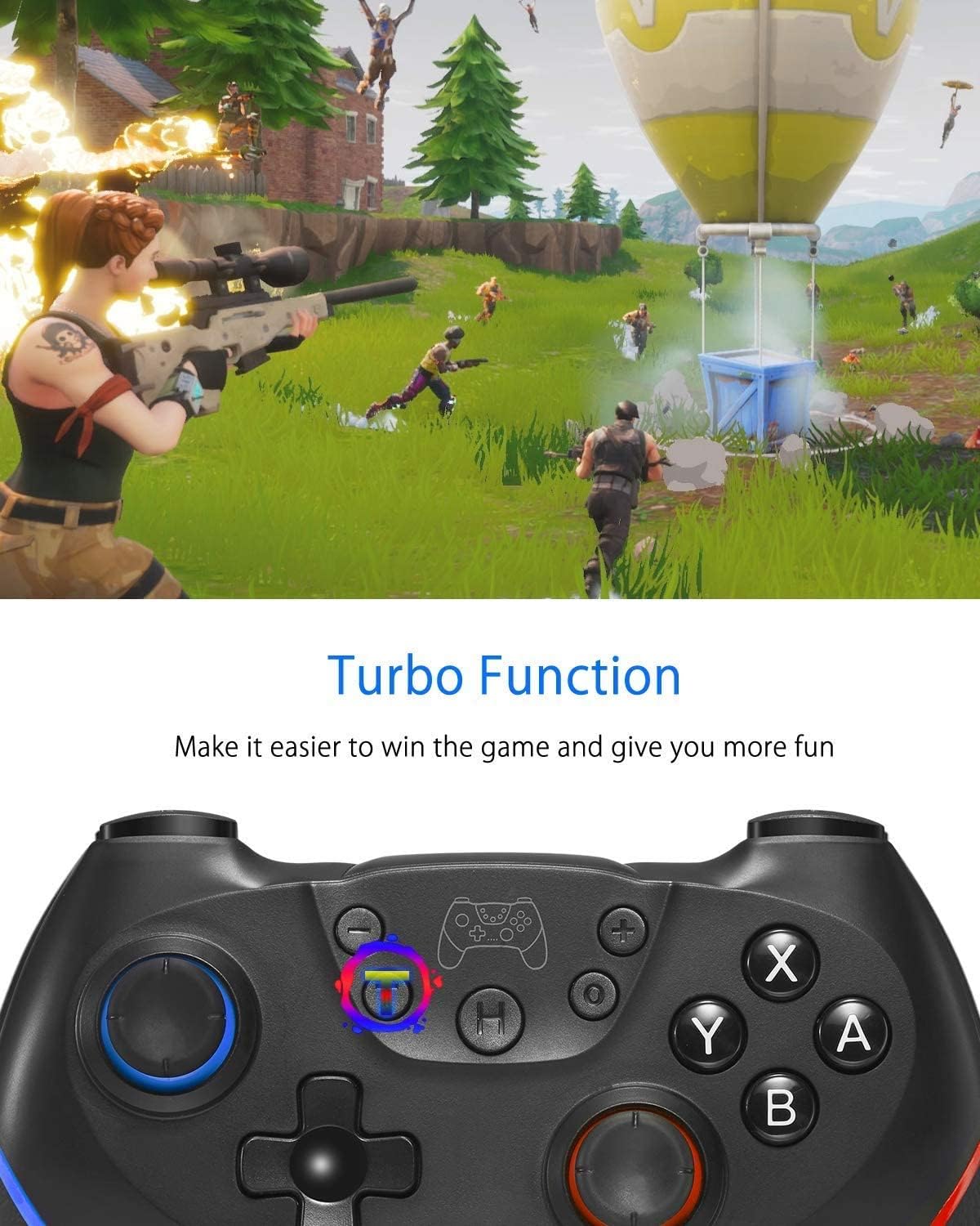 Switch Controller, Wireless Pro Controller for Switch/Switch Lite/Switch OLED, Switch Remote Gamepad with Joystick, Adjustable Turbo Vibration, Ergonomic Non-Slip