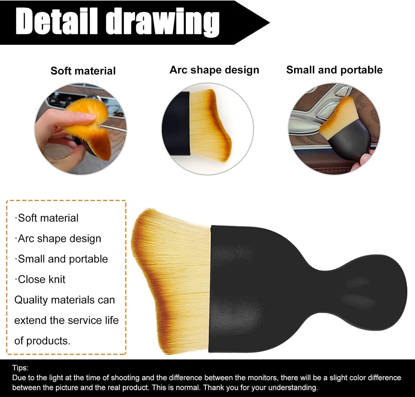 3Pcs Car Cleaning Brush Car Duster Car Nanofiber Brushes for Detailing Interior, Car Detailing Brush, Soft Bristles Cleaning Brush Dusting Tool for Dashboard,Keyboard,Air Conditioner,Gap,Window Railing