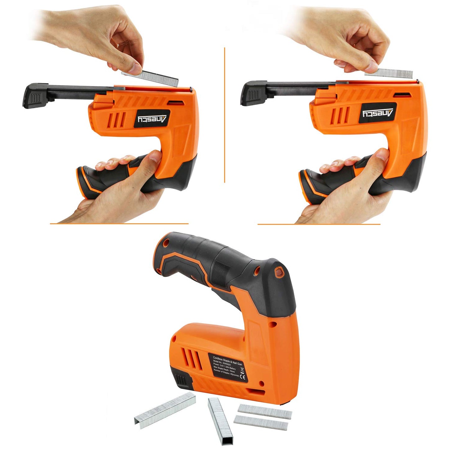 Cordless Staple Gun, 2in1 Electric Stapler & Nailer, Rechargeable Stapler/Tacker, with 2000pcs 10mm Nails and 2000pcs 10mm Staples [Small, Lightweight, Compact]