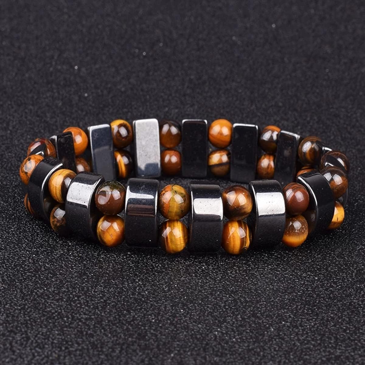 Elastic Magnetic Bracelet, Fashion Tiger Eye Stone Bracelets for Women Men, Health Weight Loss Hematite Jewelry Bracelets for Pain Relief