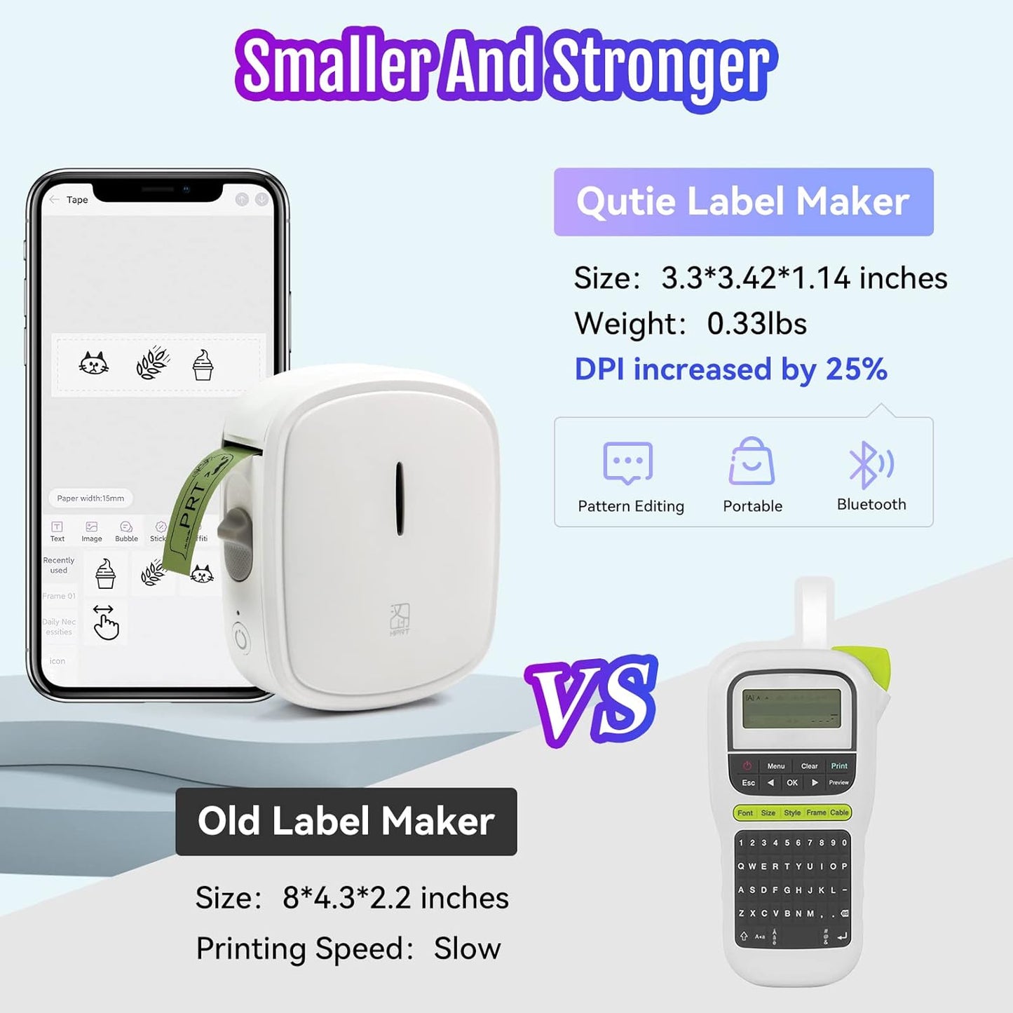 PRT Label Maker - Customizable Portable Bluetooth Sticker Makers with Tape,Handheld Mobile Labeler for Home Kitchen Organization, Compatible with iOS/Android