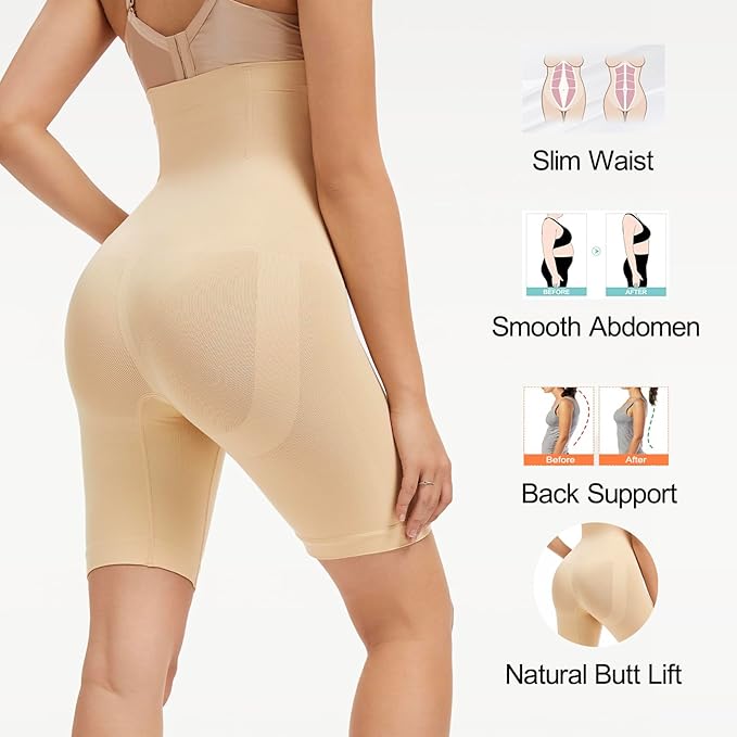 Shapewear Shorts Tummy Control Body Shaper High Waist Stomach Control Knickers Seamless Waist Trainer Girdle Underwear for Women Size (M-L)