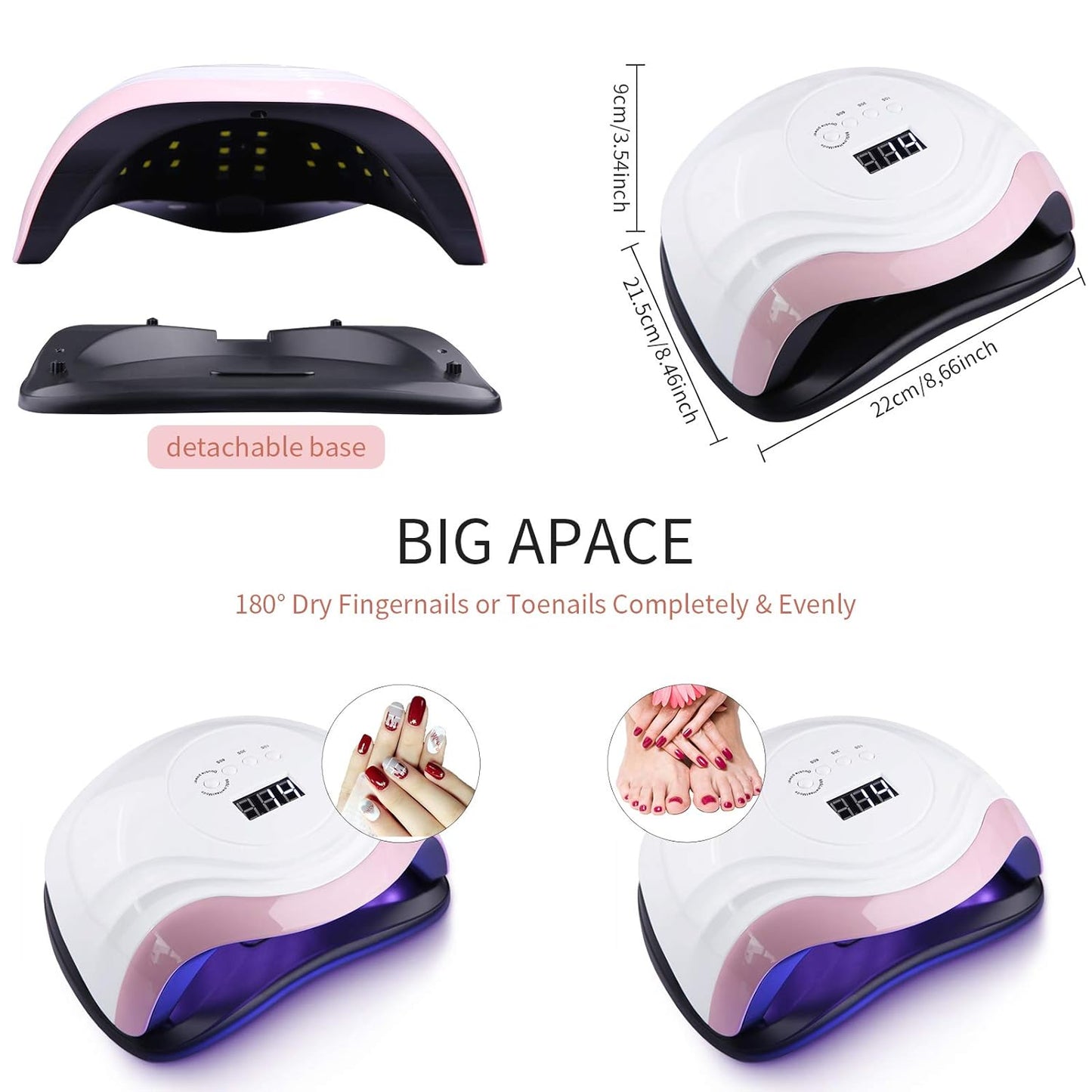 Aokyom 168 W Nail Dryer Lamp, UV LED Lamp for Nails, Professional Nail Lamp with 10/30/60/99s Timer LCD Display and Smart Sensor for Finger/Toenail and for All Gel Nail Polish, Gel Nails, Shellac