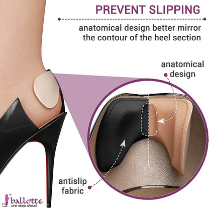 Ballotte Heel Cushion Pads (12 pieces) - Heel Grips For Women Shoes, Back Of Heel Pads For Shoes That Are Too Big, Shoe Heel Inserts For Women/Men, Heel Liners, Shoe Filler, Shoe Pads For High Heels