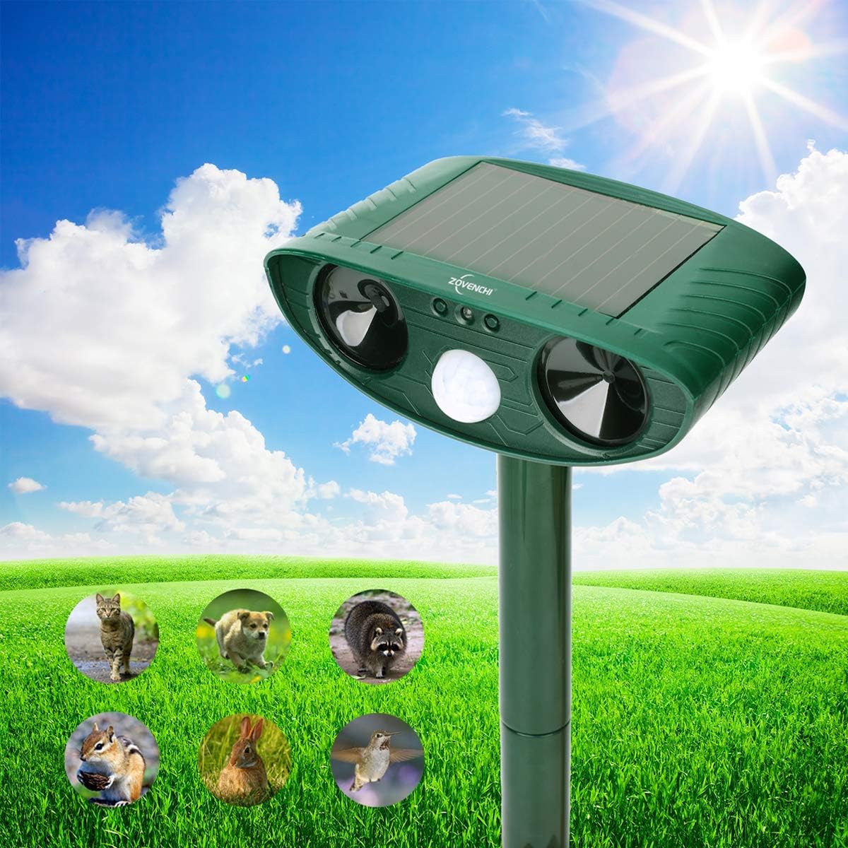 Cat Repellent Outdoor, Solar Powered Ultrasonic Animal Repellent, Pest Repeller Waterproof Deterrent Scarer - Motion Sensor, Repel Raccoons,Skunks,Foxes,Dogs,Cats,Deer,Squirrels etc