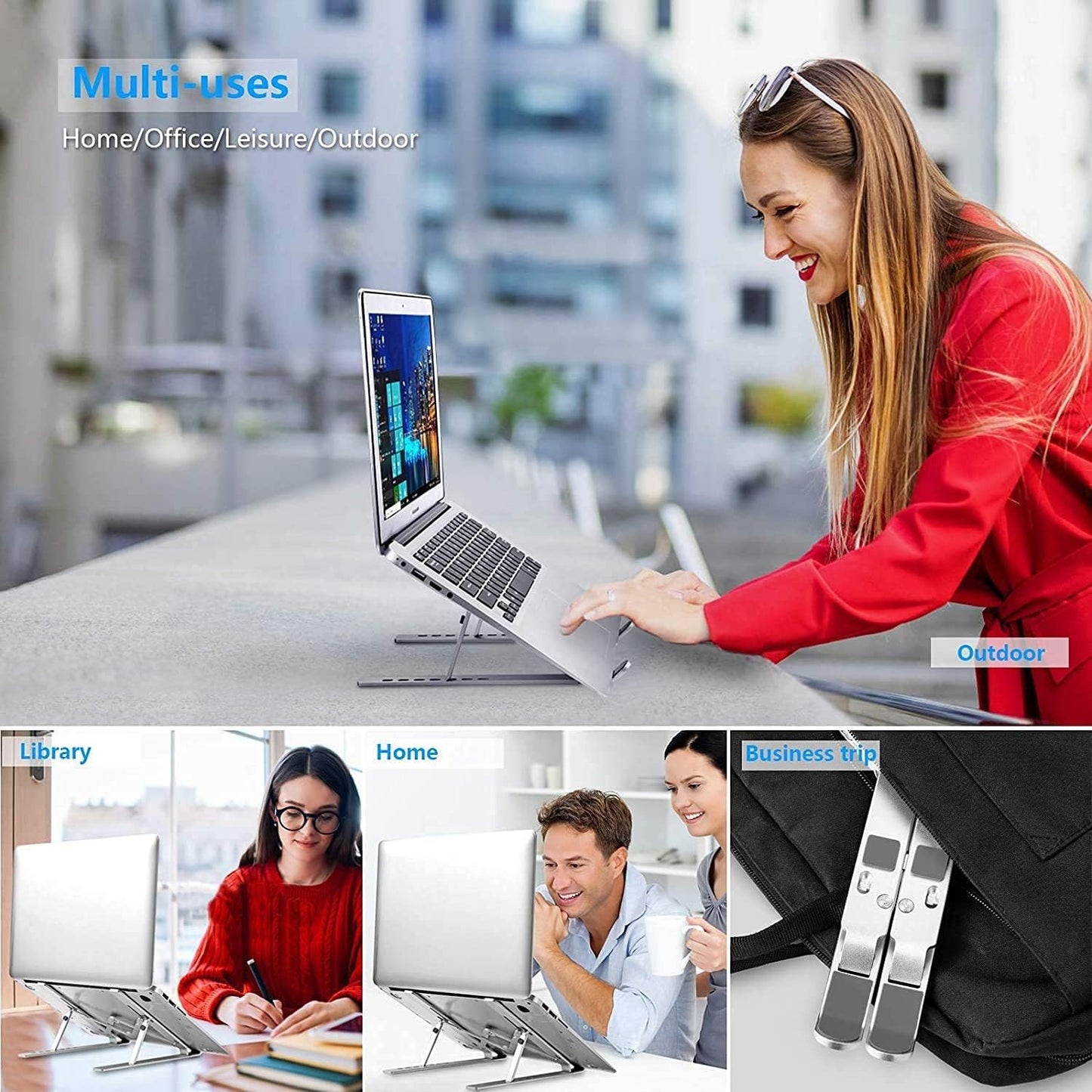 Laptop Stand for Desk, Ergonomic Adjustable Aluminum Foldable Portable Computer Stand, Lecterns & Podiums, Fits 10-15.6" MacBook Air Pro HP Lenovo Dell Laptops & Tablets(Silver)
