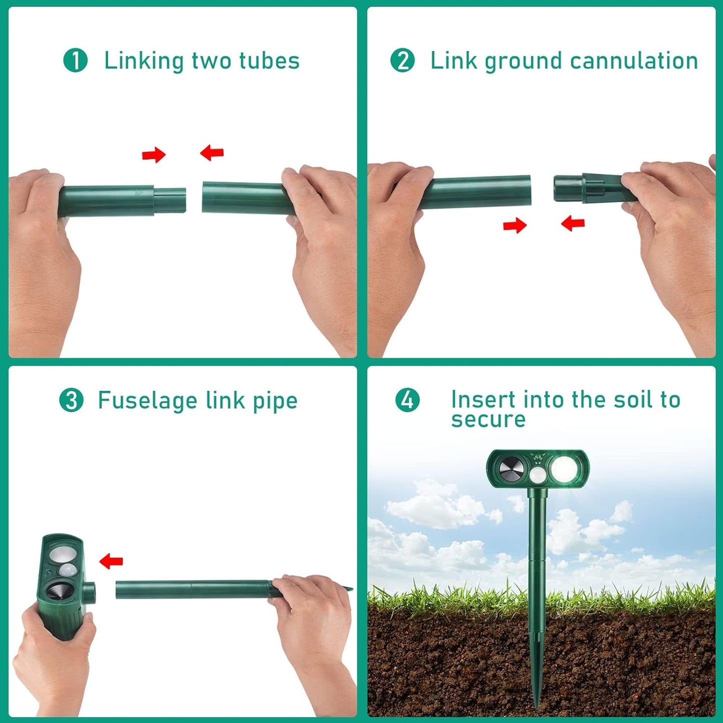 Cat Repellent Garden, Fox Repellent for Gardens, Ultrasonic Animal Repellent, Solar Waterproof Cat Deterrents with LED Flash Light and Motion Sensor, Cat Scarers for Foxes Birds Squirrels Cats Dogs