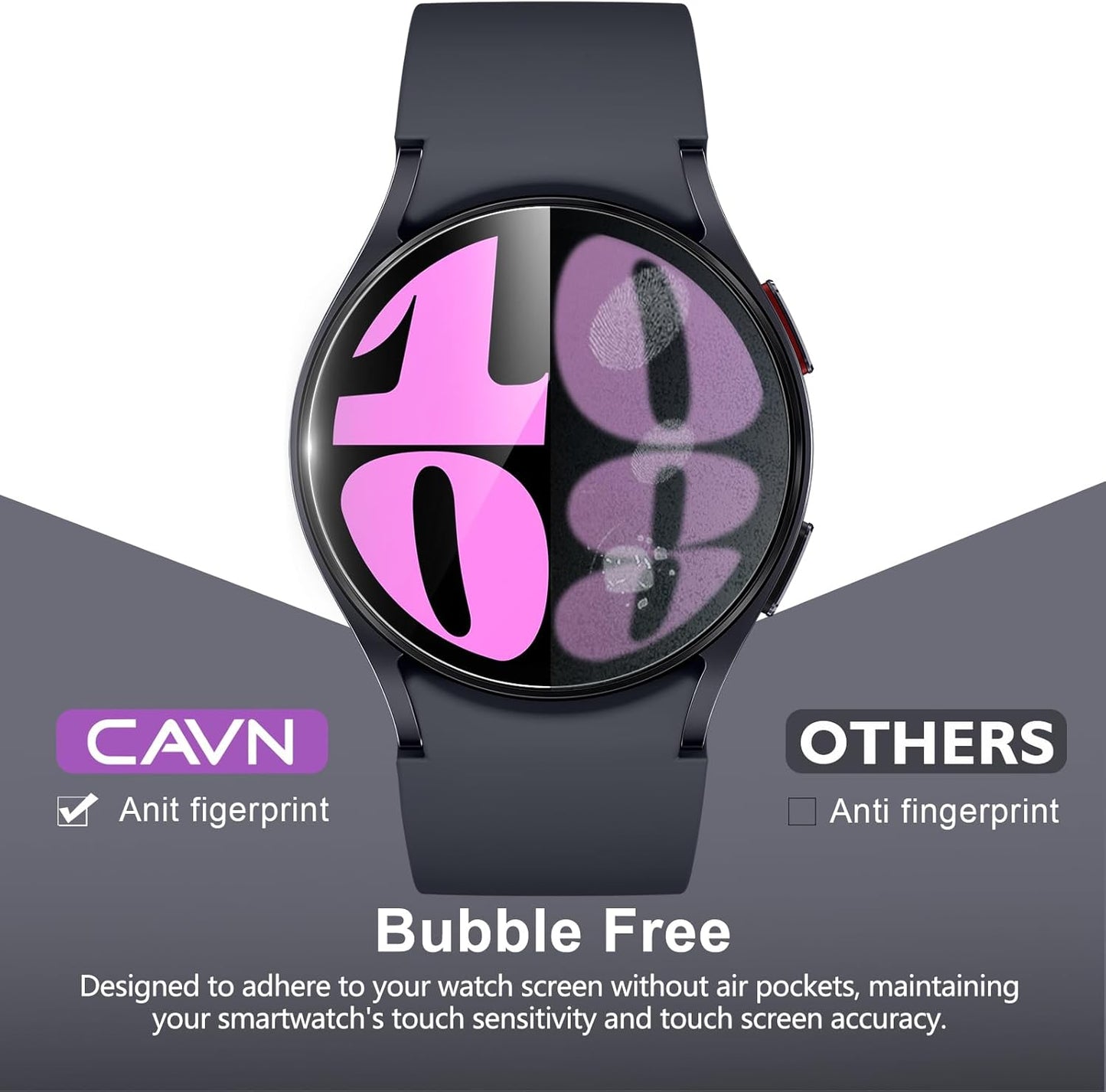 CAVN 4-Packs Screen Protector Compatible with Samsung Galaxy Watch 7/Galaxy Watch 6/Galaxy Watch 5/Galaxy Watch 4 40mm Screen Protector (not for 44mm), Tempered Glass Screen Protection Cover Saver for Galaxy Watch 7