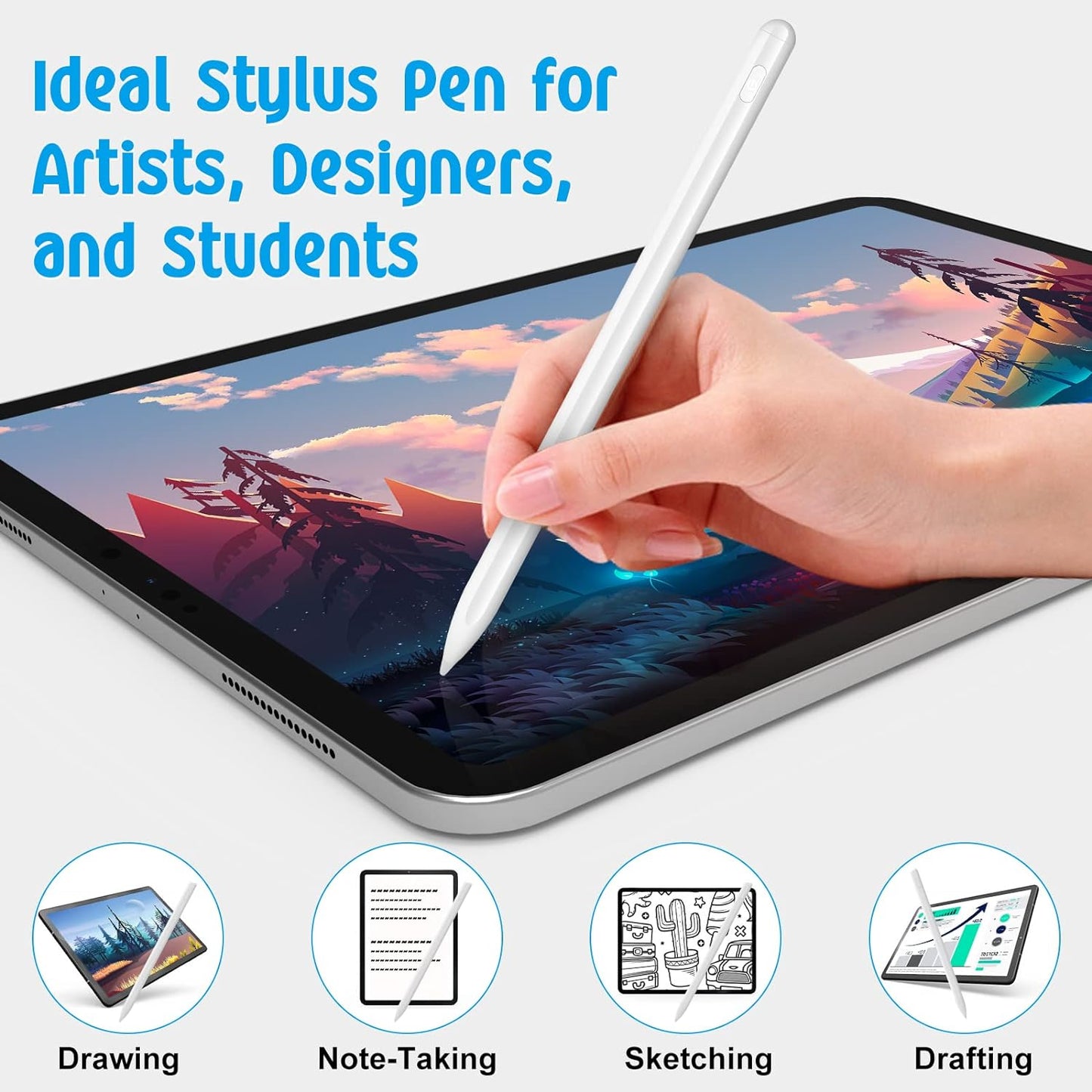 Cisteen Stylus Pen for iPad with Palm Rejection, Stylus Pencil Compatible with (2018-2022) Apple iPad Air 5th/4th/3rd Gen, iPad Pro 11"/12.9", iPad 9th/8th/7th/6th Gen, iPad Mini 5/Mini 6th Gen