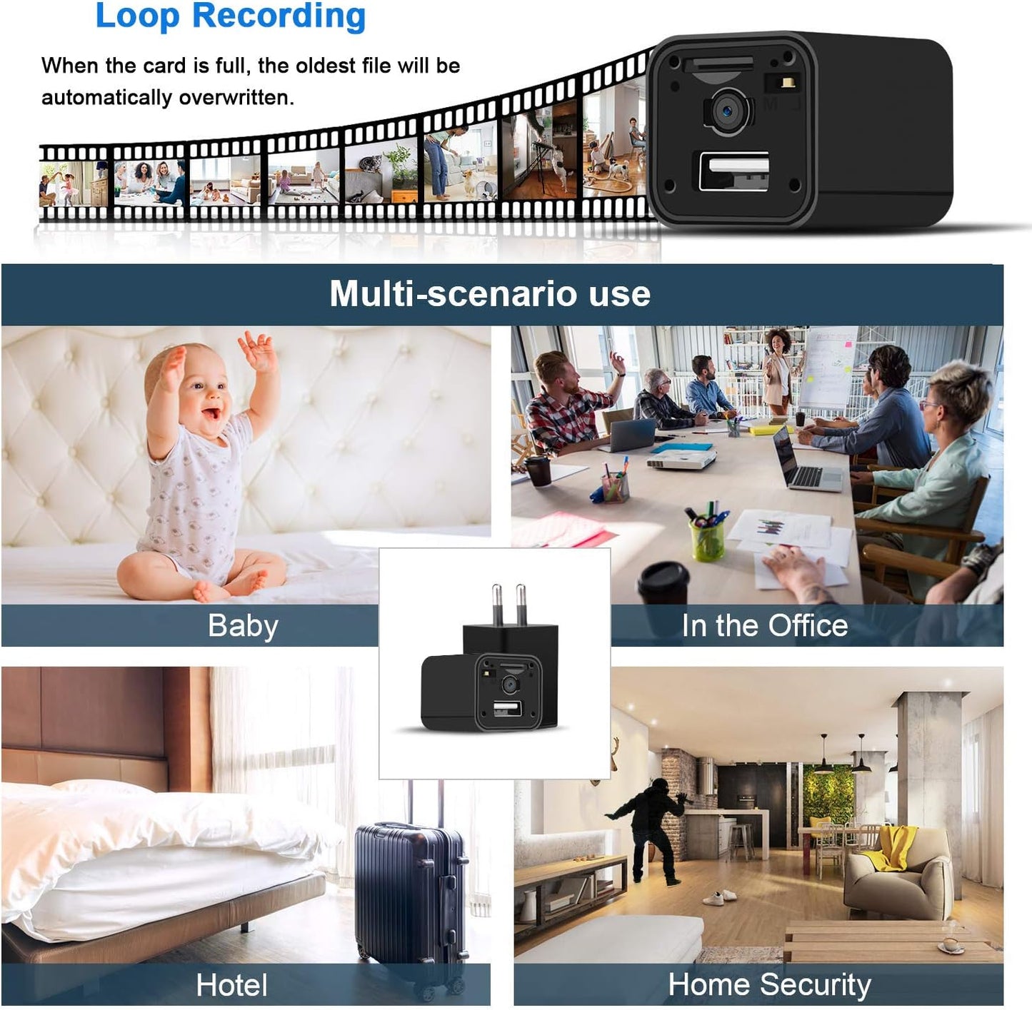 Camera Hidden Camera USB Charger WiFi Recording Device Home Security Full HD 1080 Mini Spy Camera Surveillance USB Smart Charger Tiny Spy Tool