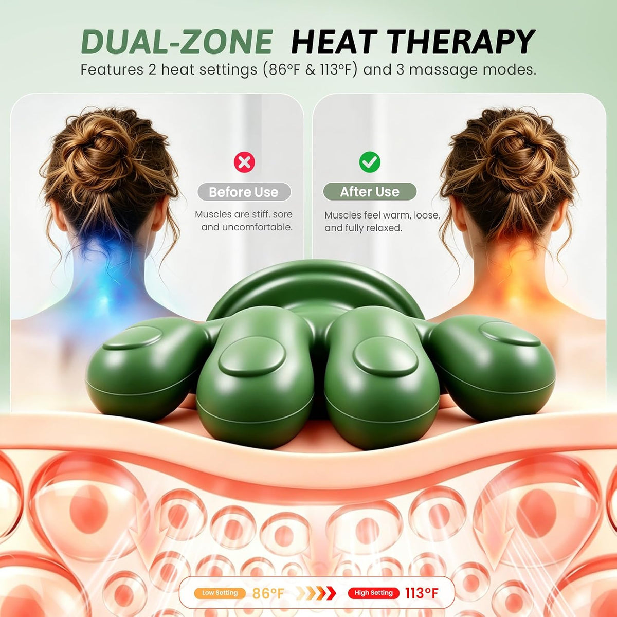 4D Neck Massager with Heat, Deep Tissue Pain Relief,Shoulder Massager Neck, Back & Hand Massager, Heating Function, Deep Tissue Pain Relief, Muscle Relaxation, Ideal Gift
