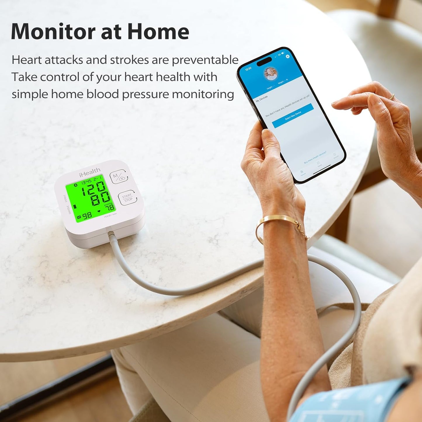 iHealth Track Smart Upper Arm Blood Pressure Monitor with Wide Range Cuff That fits Standard to Large Adult Arms, Bluetooth Compatible for iOS & Android Devices