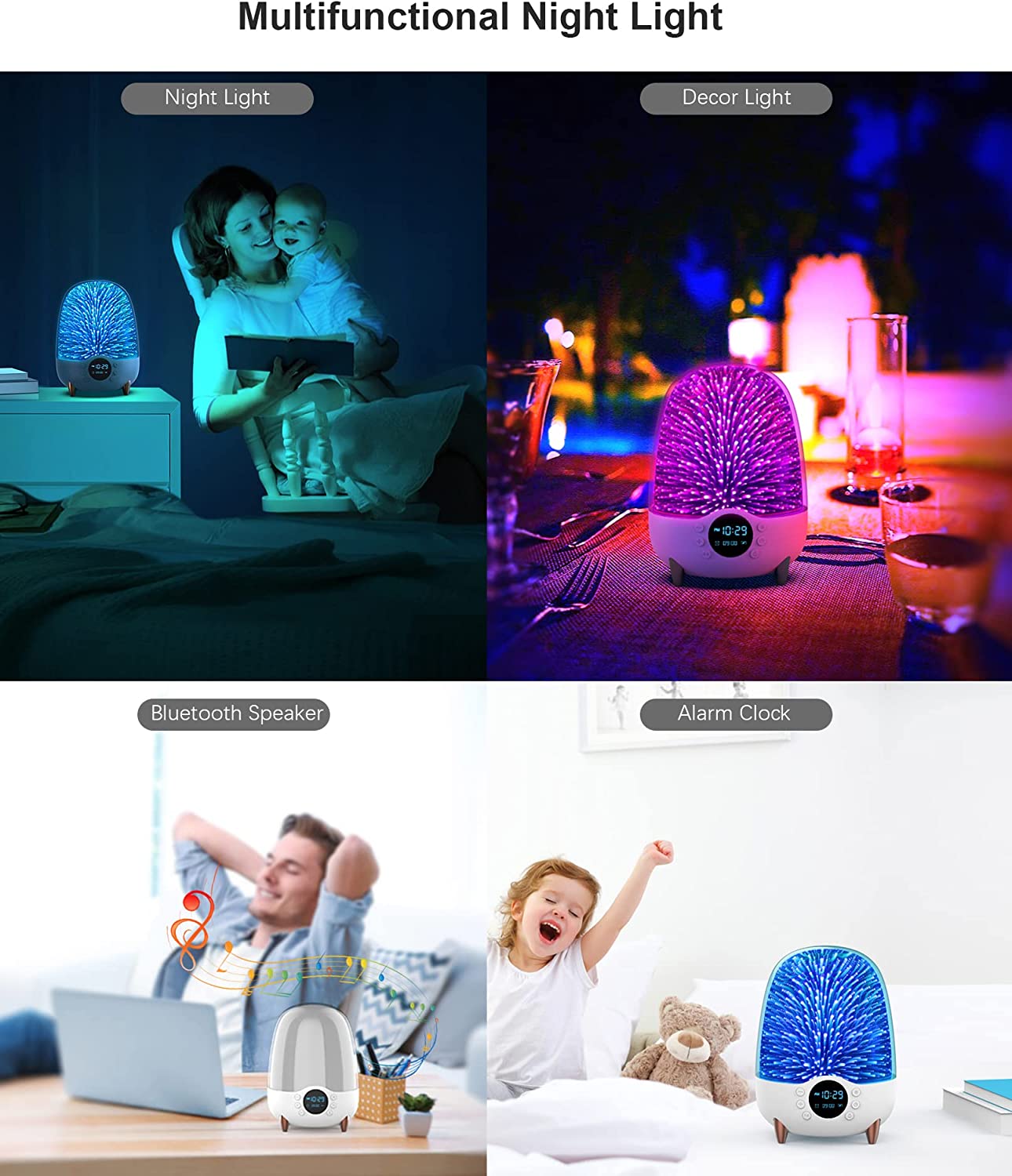 Night Light Bluetooth Speaker, Eyesound 3D Galaxy Table Lamp RGB Colour Changing LED,Bedside Lamps 3000mAh Battery with Remote Control,Desk Nightlight for Bedroom Living Room,Gift for Baby Kids Adults