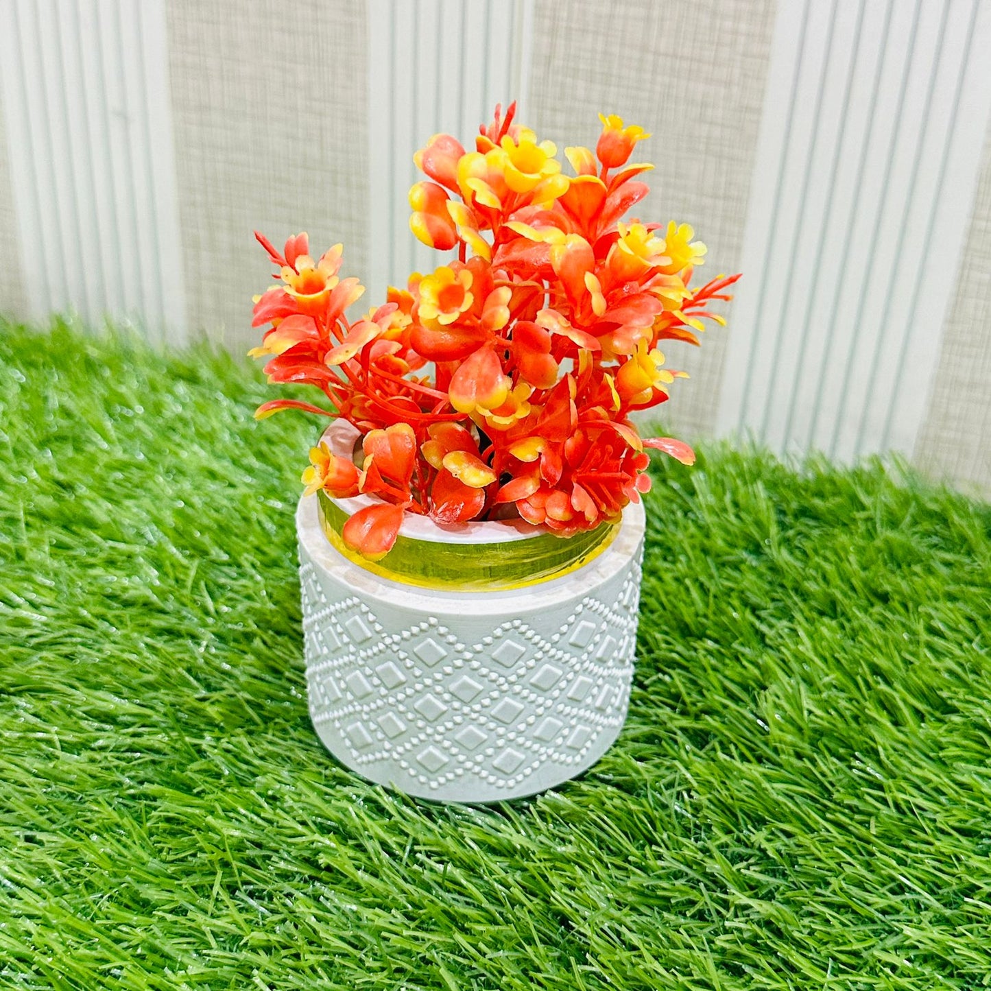 Artificial Wild Plant with White Pot | Washable | Best Used for Home Purposes and Office Decoration Table Top home decoration items flowers for home decoration