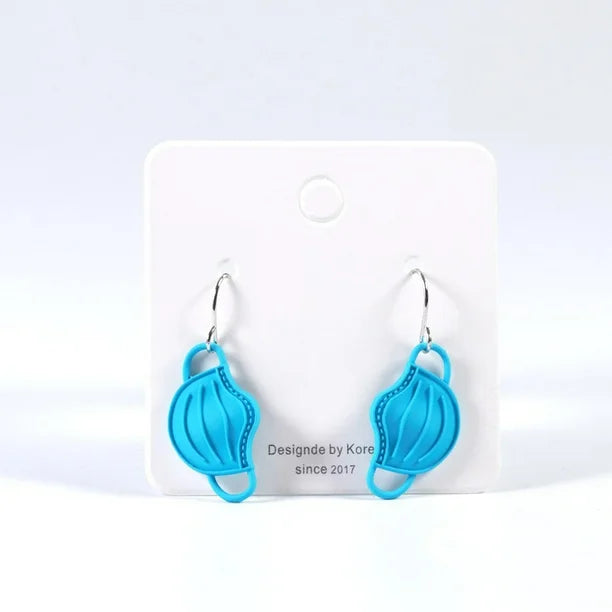 Trayknick Women Cartoon Face Cover Dangle Alloy Ear Hook Earrings Party Club Jewelry Gift Blue