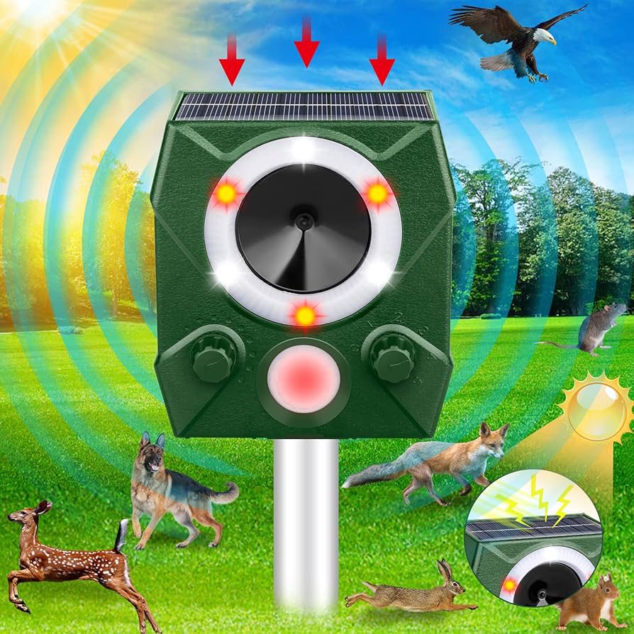 STCLIFE Solar Cat Repellent Animal Repeller, Waterproof animal Ultrasonic repeller Powered With alarm, for cats, dogs, birds, foxes,Garden Yard Field Farm