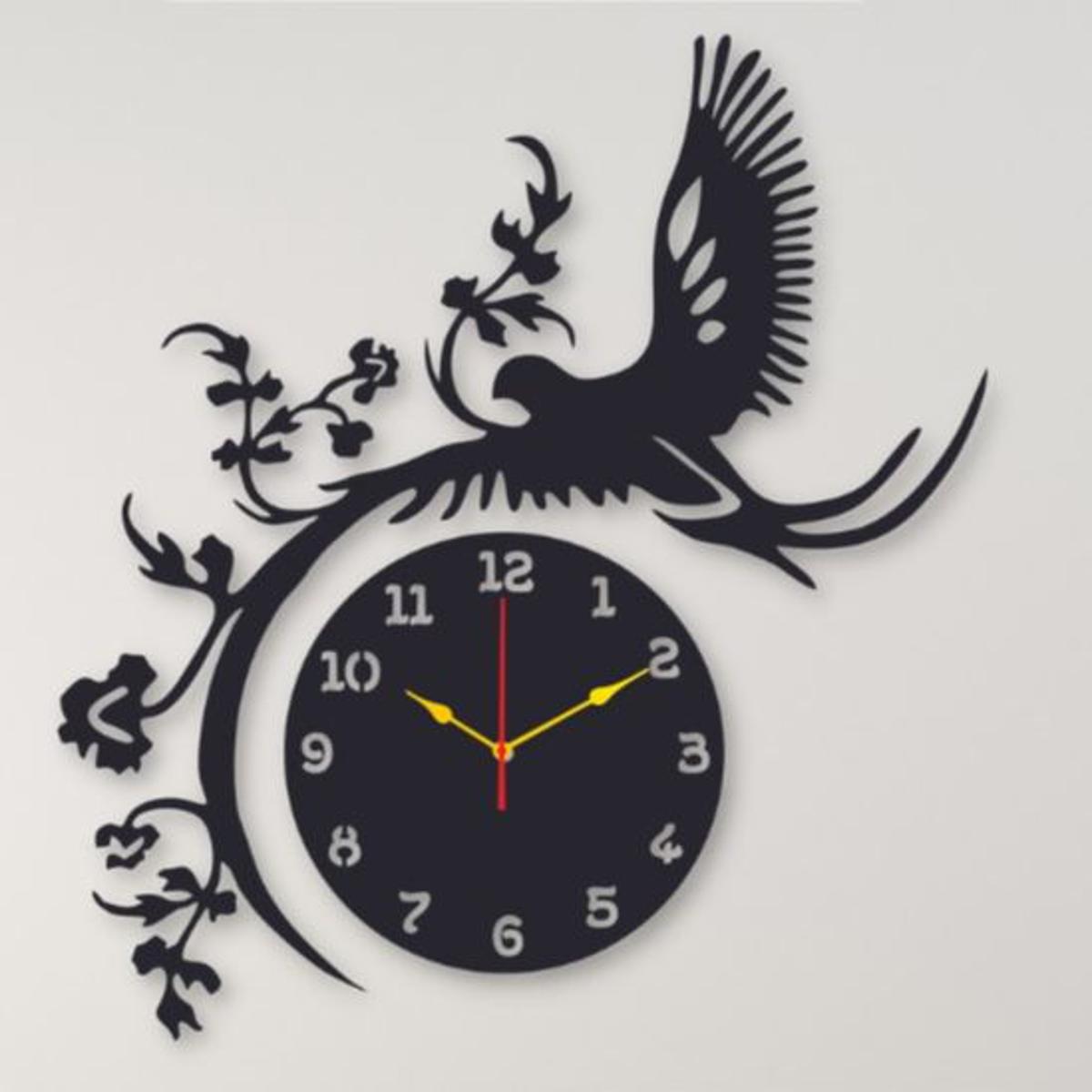 Wall Clock 3D Bird Style Wooden Watch Design Decoration Quartz Numeric For Home Decor Living Room And Offices And For Gifts