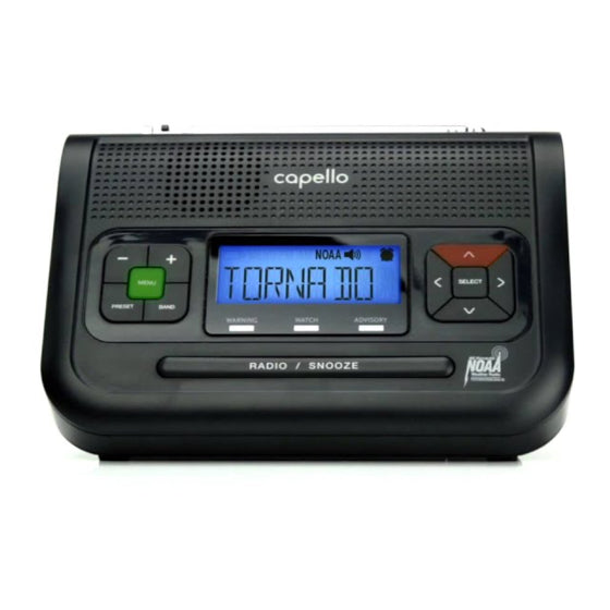 Capello CR2W Safe & Sound Weather Alert Clock Radio NOAA Weather Channels NEW