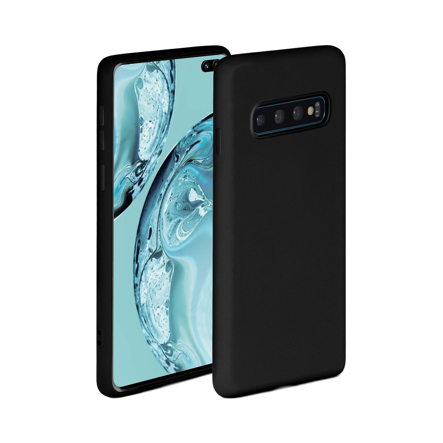 ONEFLOW Phone Case, Soft Case Compatible with Samsung Galaxy S10 Plus Silicone Case with Raised Edge to Protect Screen, Double Layer Soft Phone Case, Matte Onyx-Black
