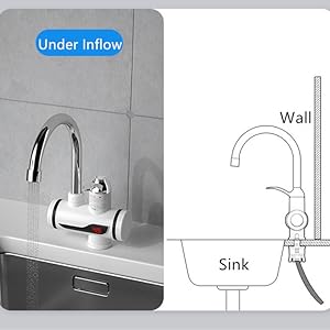 220V Hot Water Heater Faucet Instant Tankless Water Heater Electric Kitchen Bathroom Fast Heating Tap Water Faucet with LED Digital Display